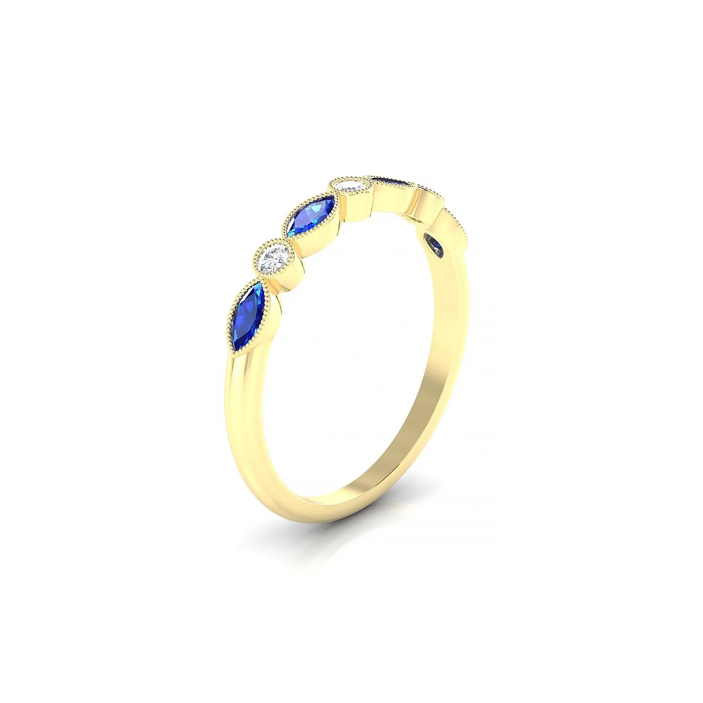 Finesse | 18k Yellow Gold 4 x 2 mm Marquise Sapphire Ring