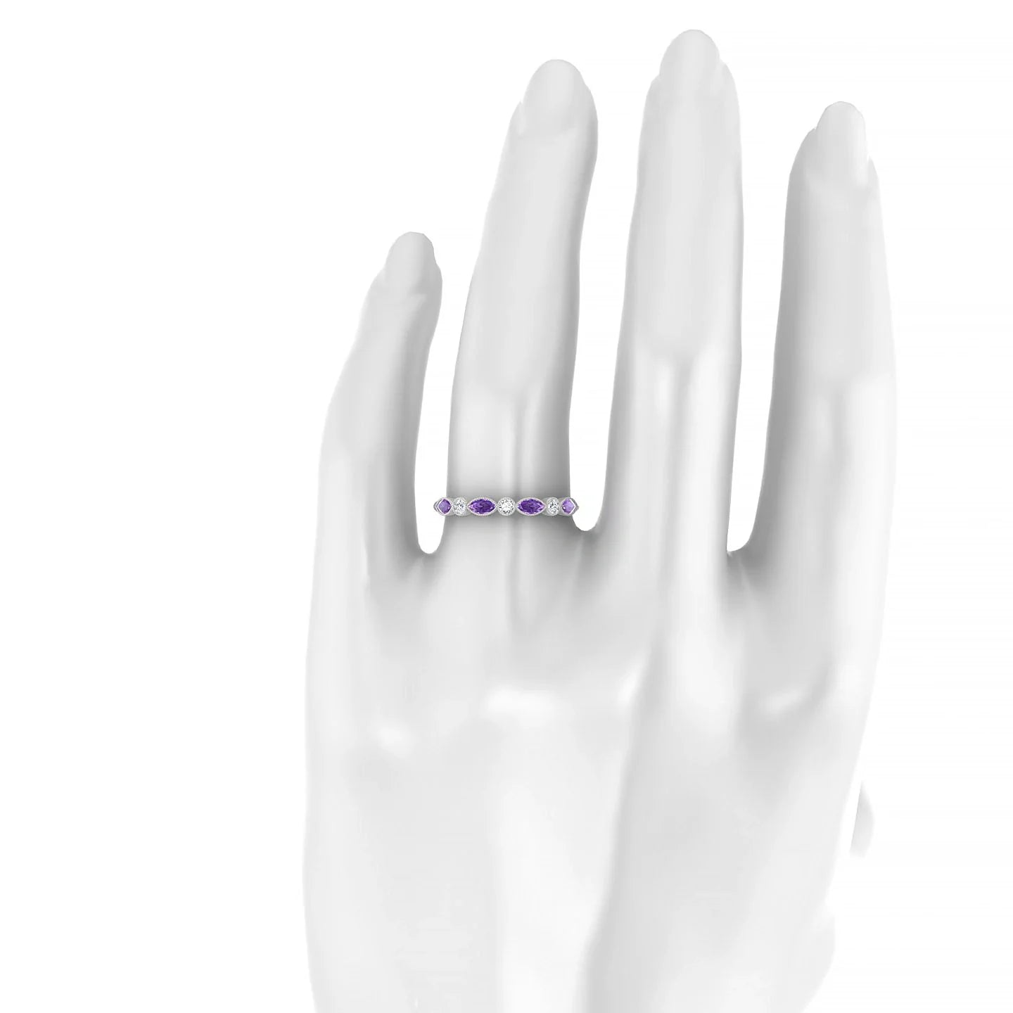 Finesse | 18k White Gold 4 x 2 mm Marquise Amethyst Ring