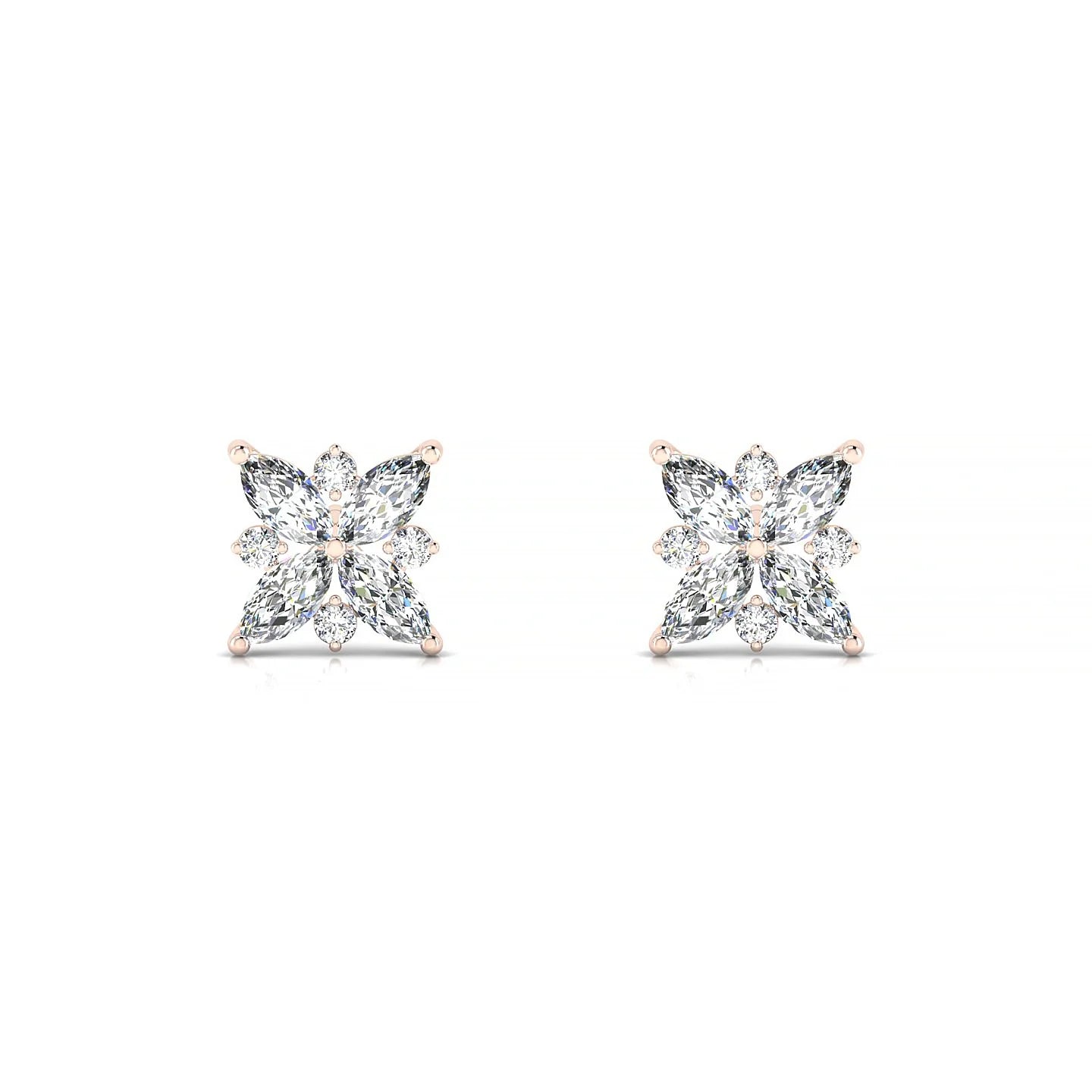 Flare | 18k Rose Gold 4 x 2 mm Marquise Diamond Earrings