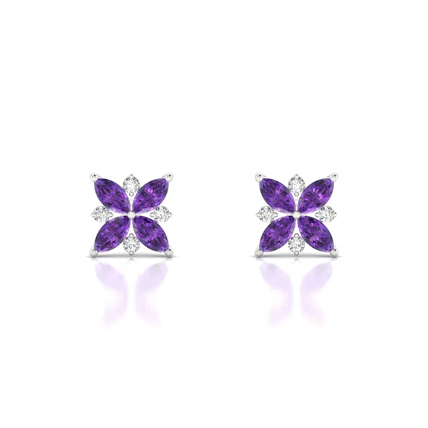Flare | 18k White Gold 4 x 2 mm Marquise Amethyst Earrings