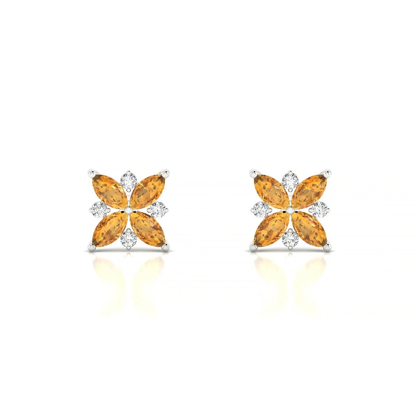 Flare | 18k White Gold 4 x 2 mm Marquise Citrine Earrings