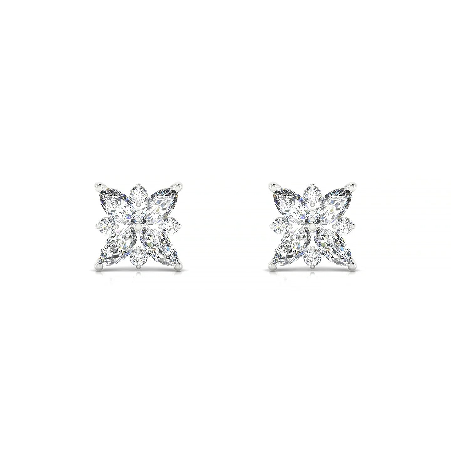 Flare | 18k White Gold 4 x 2 mm Marquise Diamond Earrings