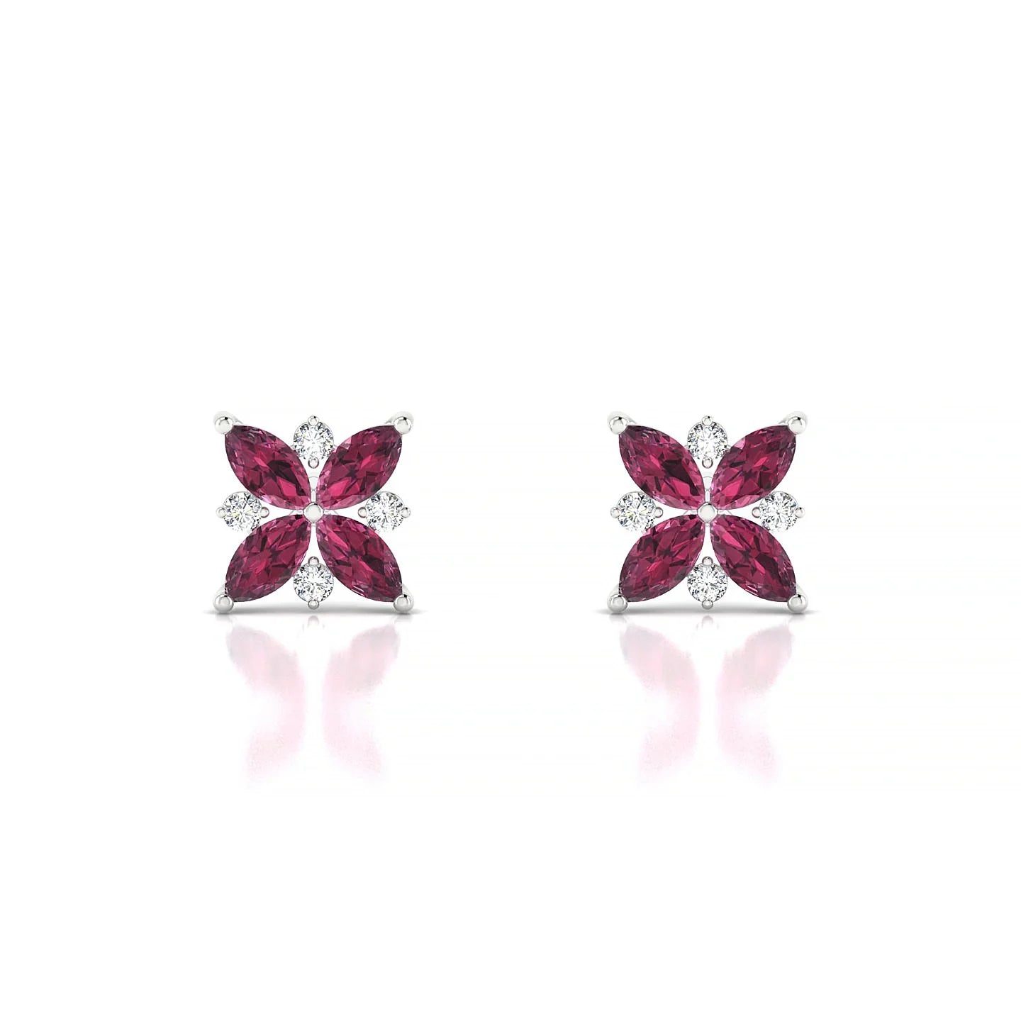 Flare | 18k White Gold 4 x 2 mm Marquise Rhodolite Earrings