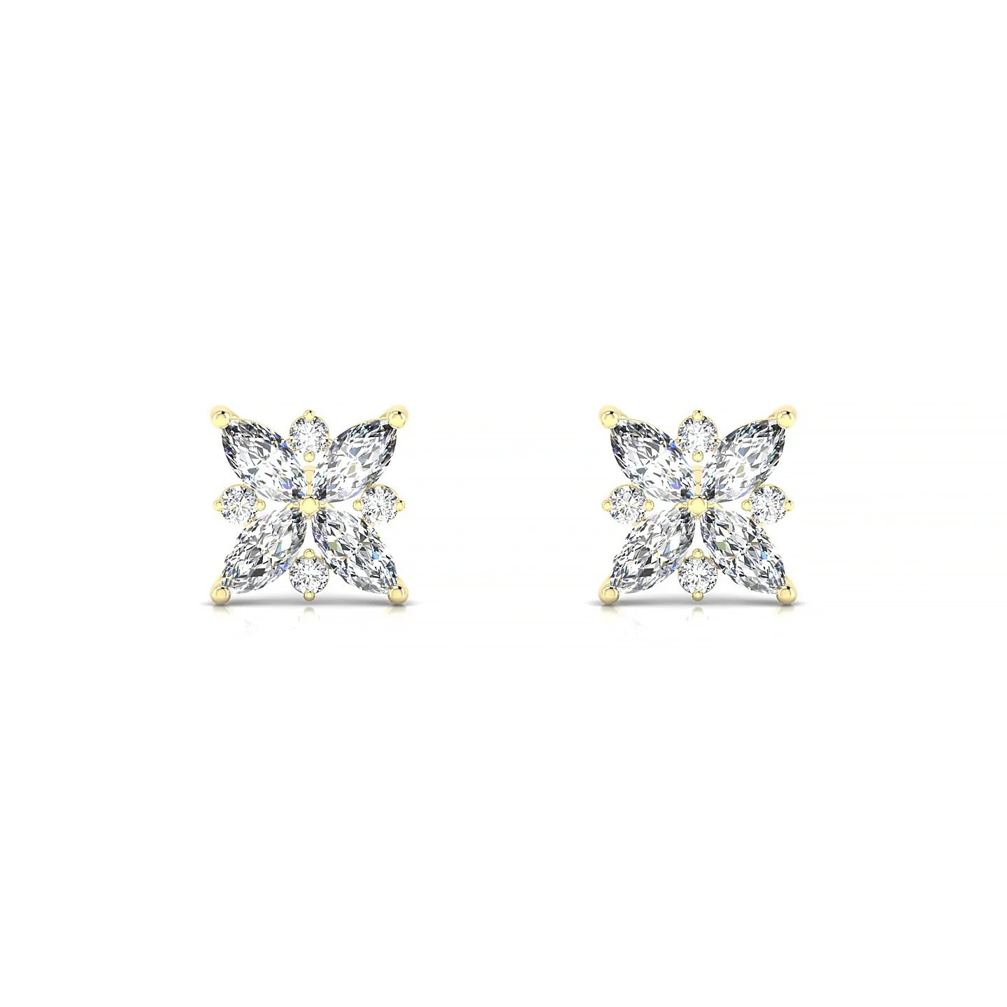 Flare | 18k Yellow Gold 4 x 2 mm Marquise Diamond Earrings