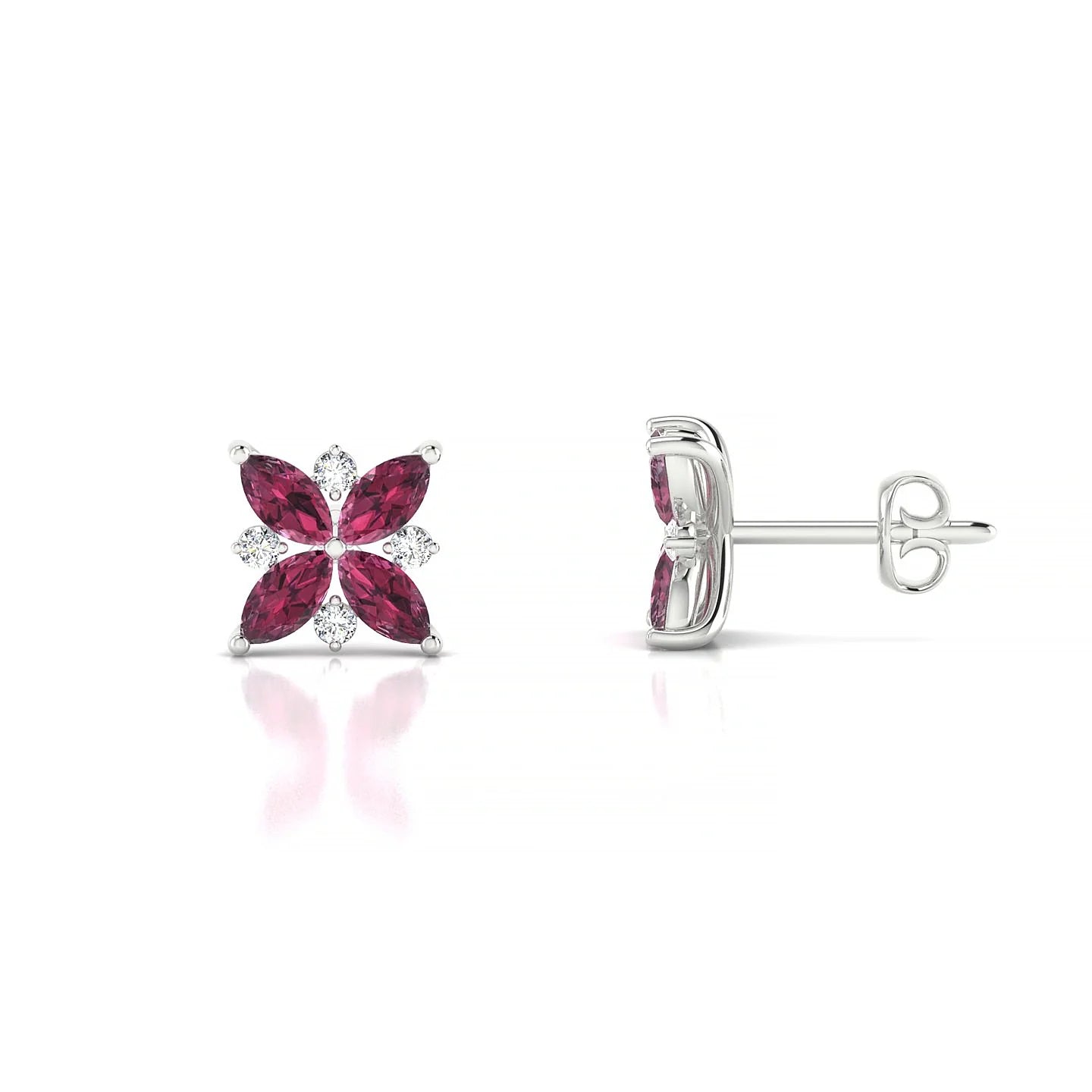 Flare | 18k White Gold 4 x 2 mm Marquise Rhodolite Earrings