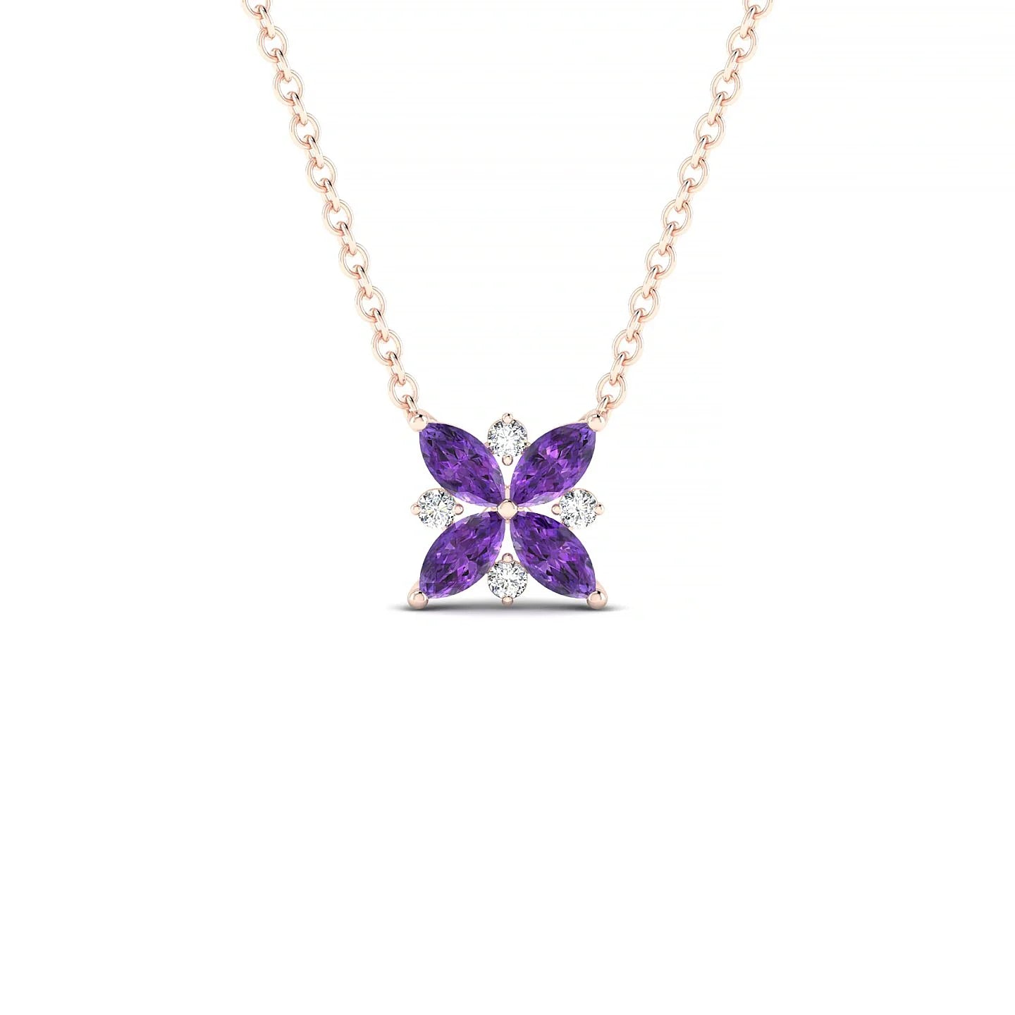 Flare | 18k Rose Gold 4 x 2 mm Marquise Amethyst Pendant