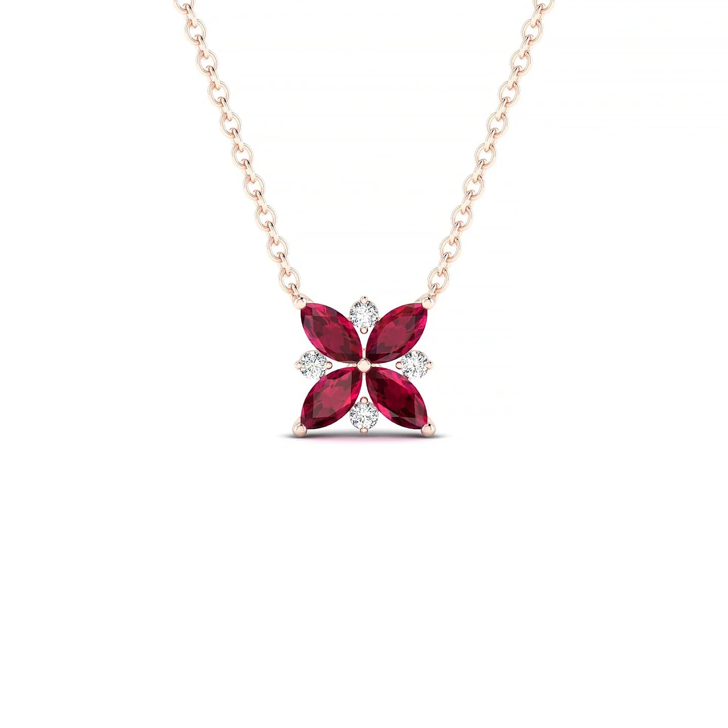 Flare | 18k Rose Gold 4 x 2 mm Marquise Ruby Pendant