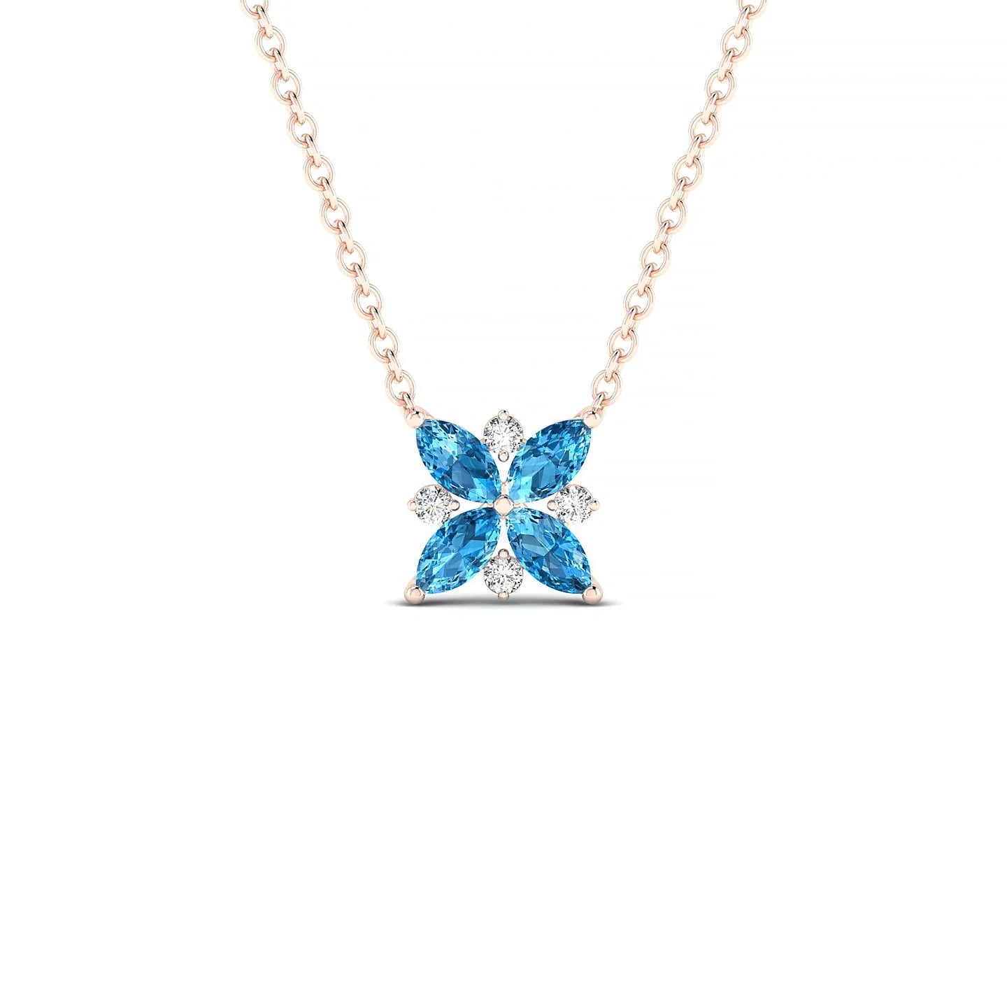 Flare | 18k Rose Gold 4 x 2 mm Marquise Topaz Pendant