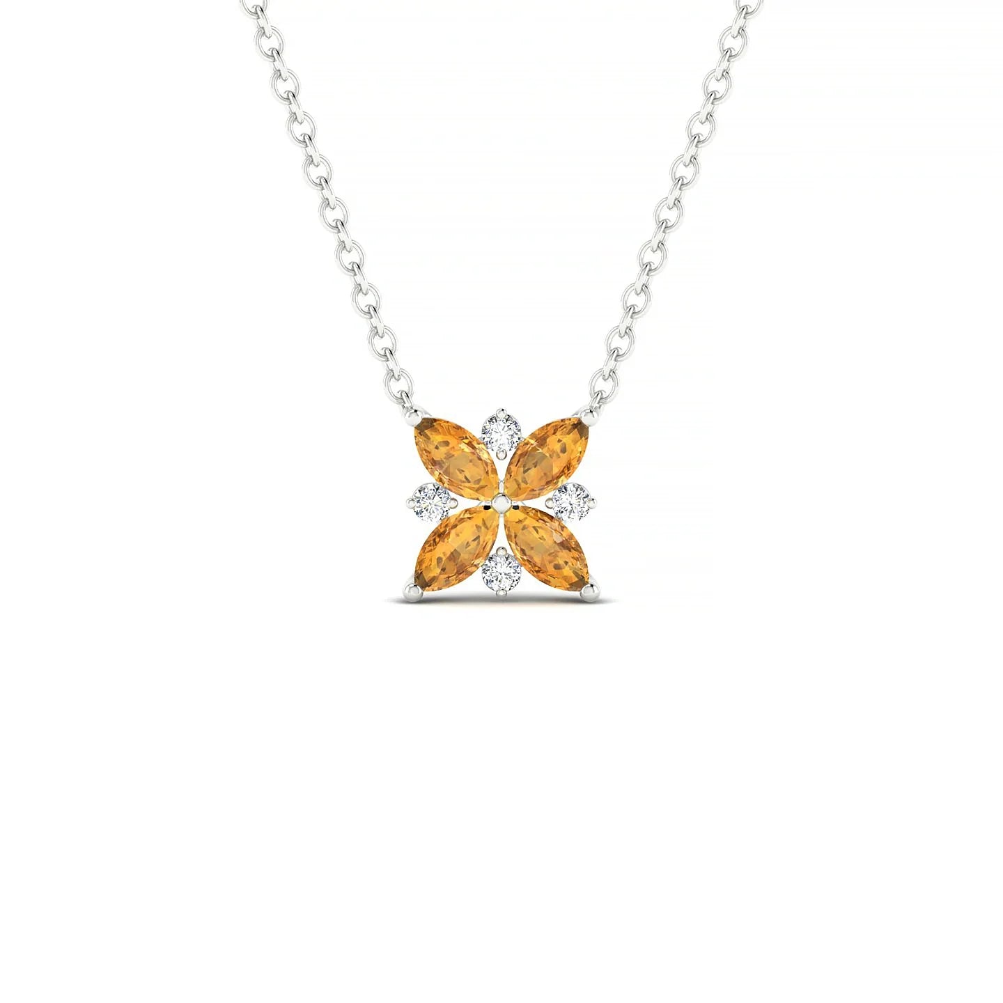 Flare | 18k White Gold 4 x 2 mm Marquise Citrine Pendant