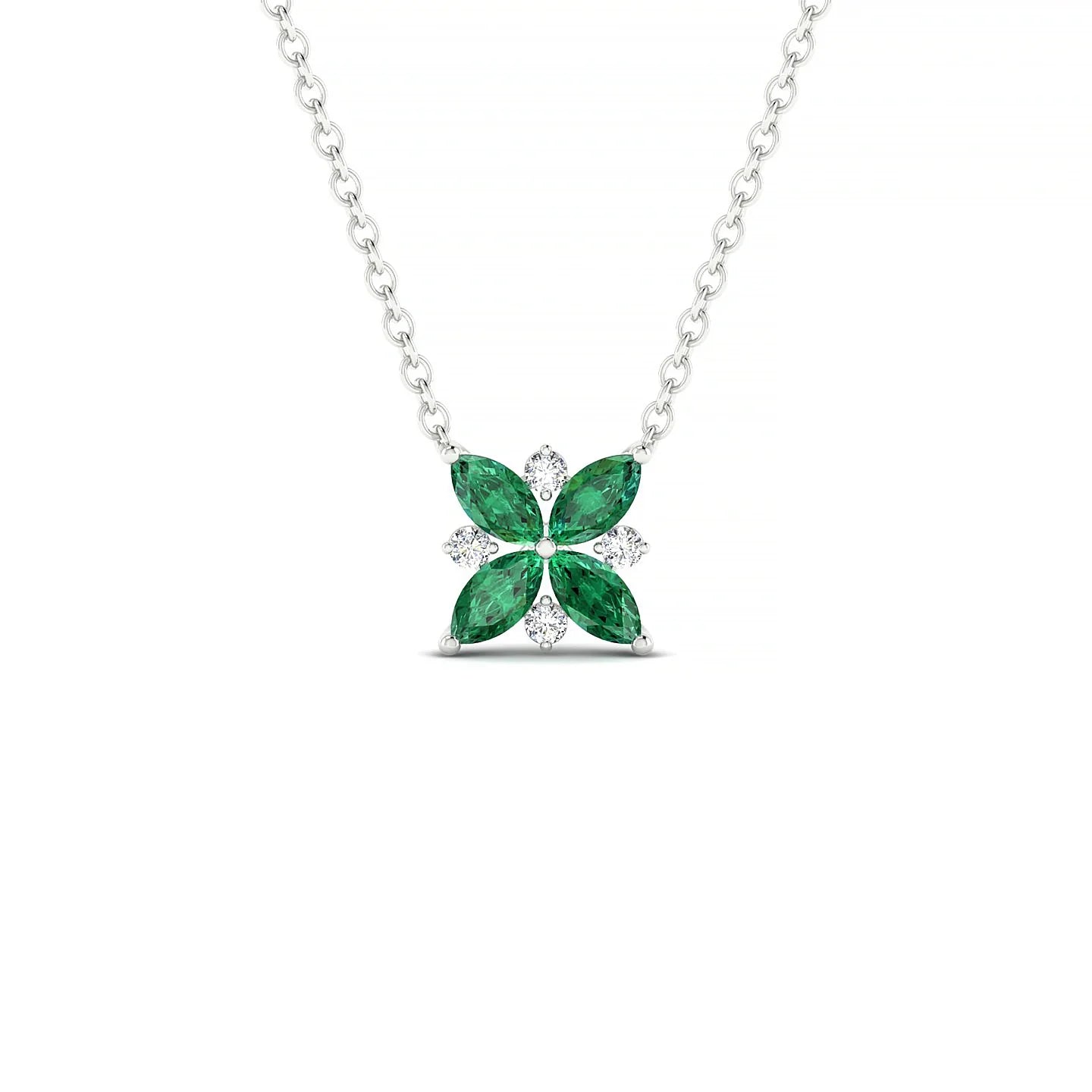 Flare | 18k White Gold 4 x 2 mm Marquise Emerald Pendant