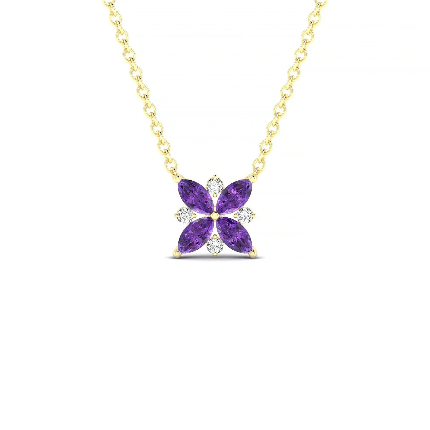 Flare | 18k Yellow Gold 4 x 2 mm Marquise Amethyst Pendant