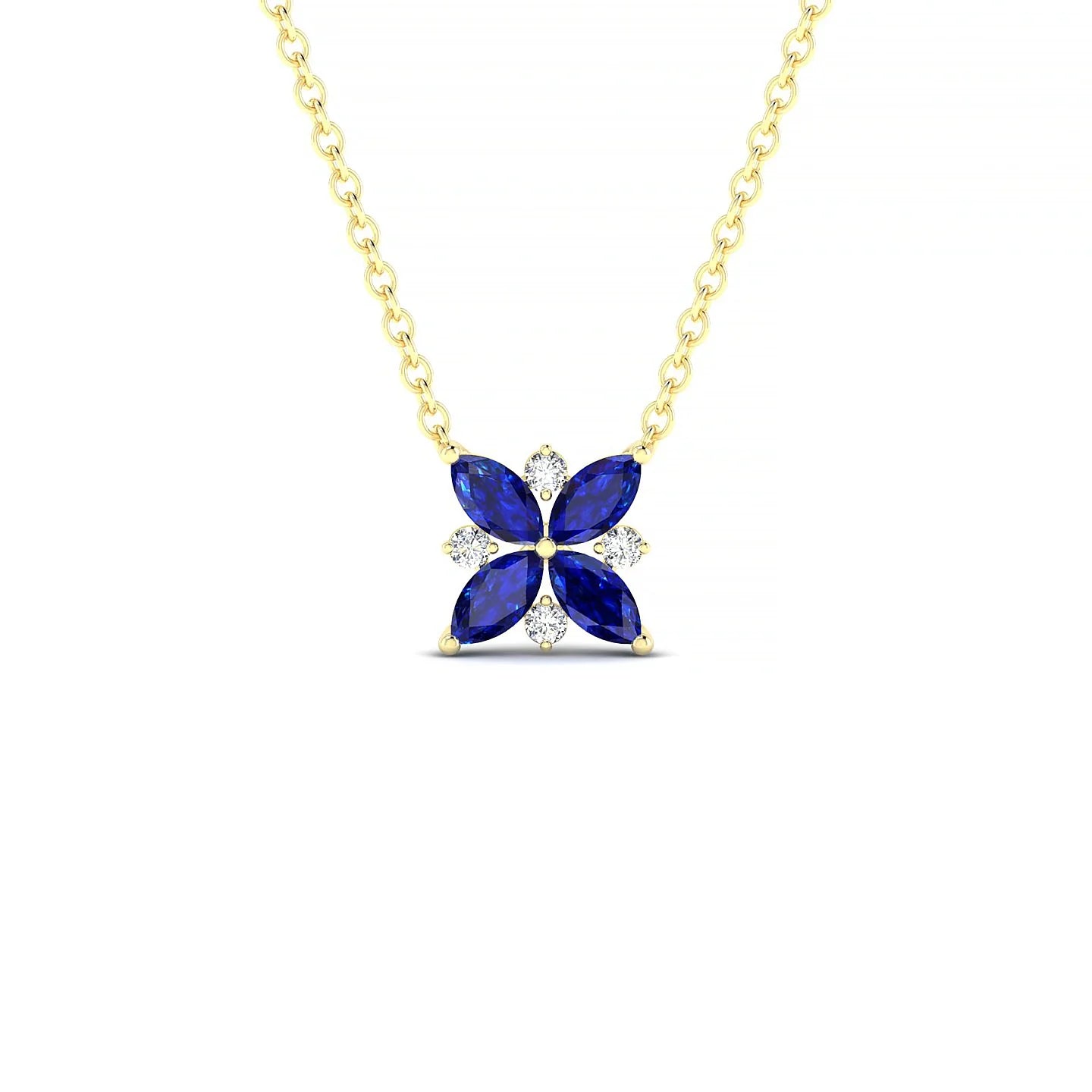 Flare | 18k Yellow Gold 4 x 2 mm Marquise Sapphire Pendant
