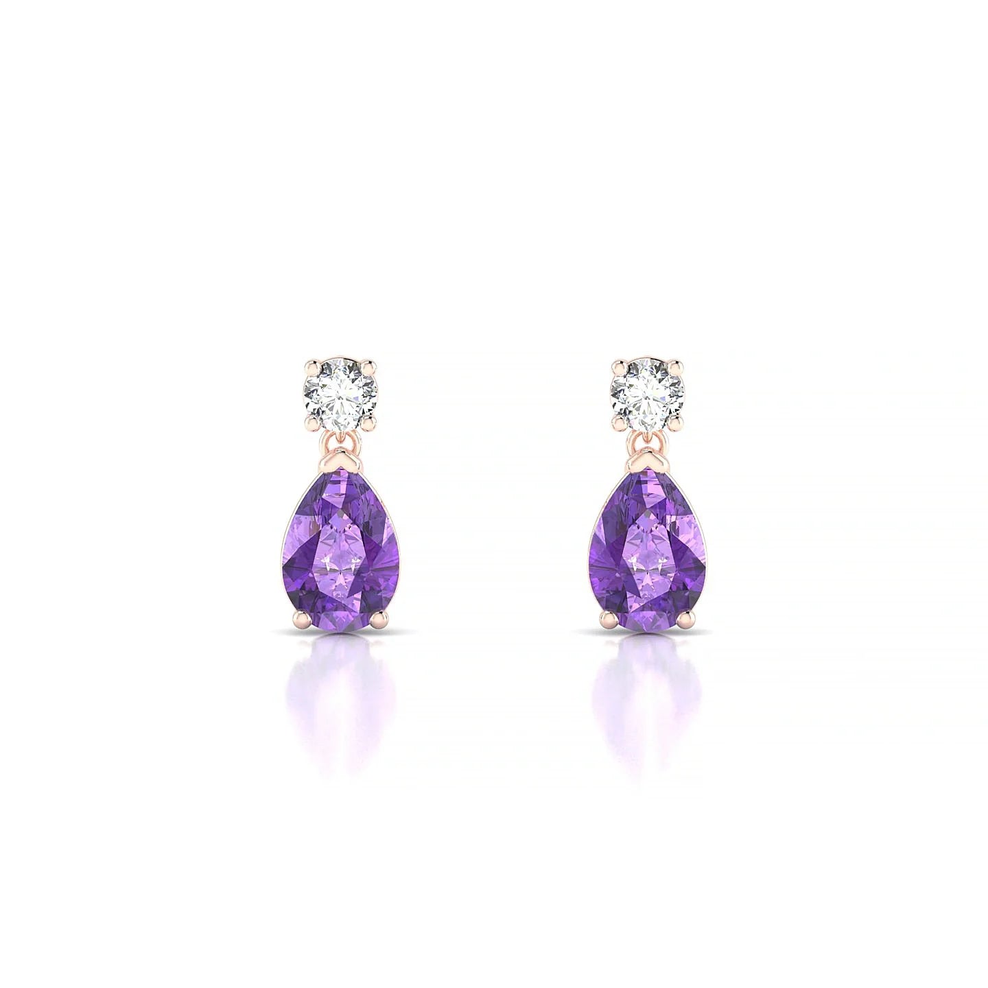 Flicker | 18k Rose Gold 6 x 4 mm Pear Amethyst Earrings