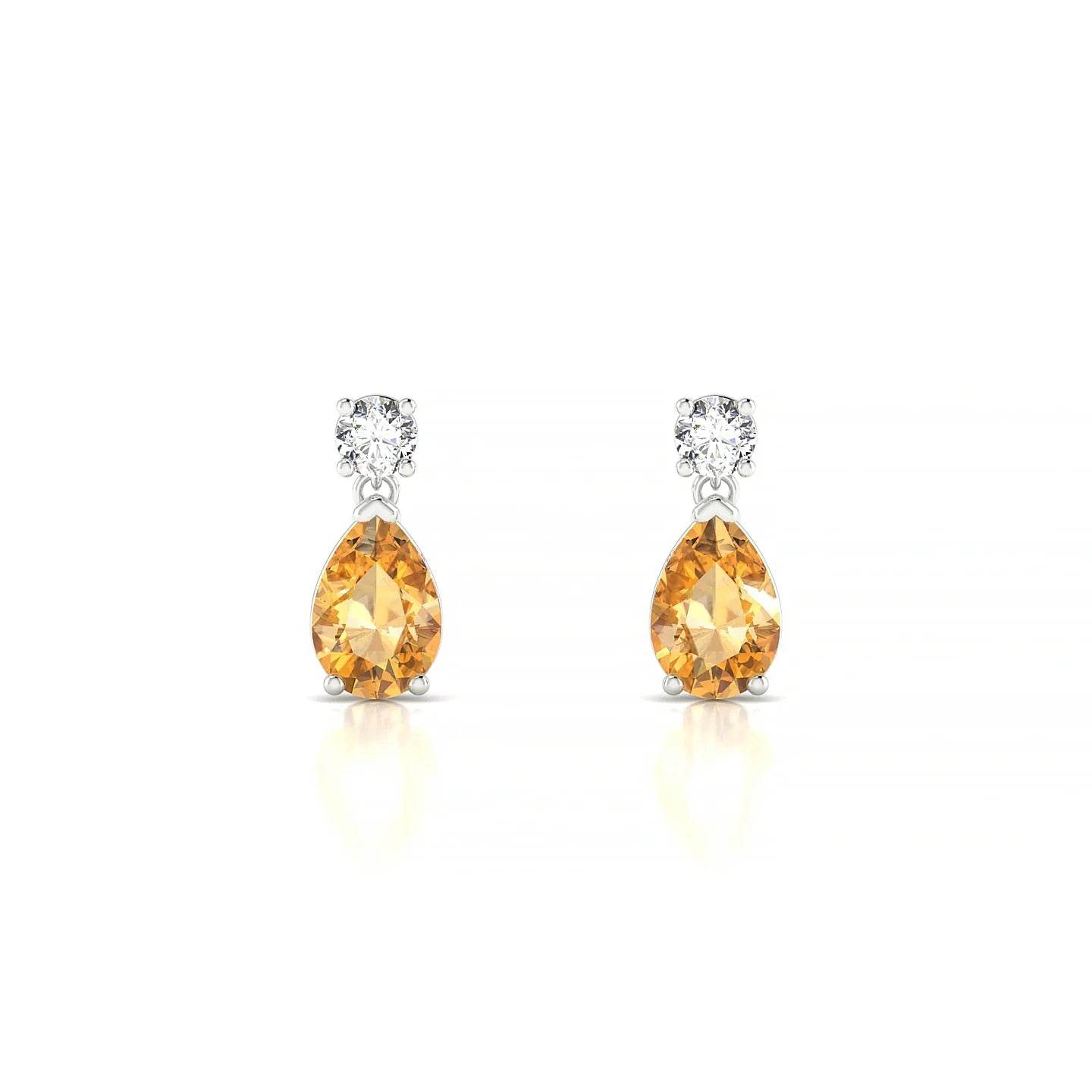 Flicker | 18k White Gold 6 x 4 mm Pear Citrine Earrings