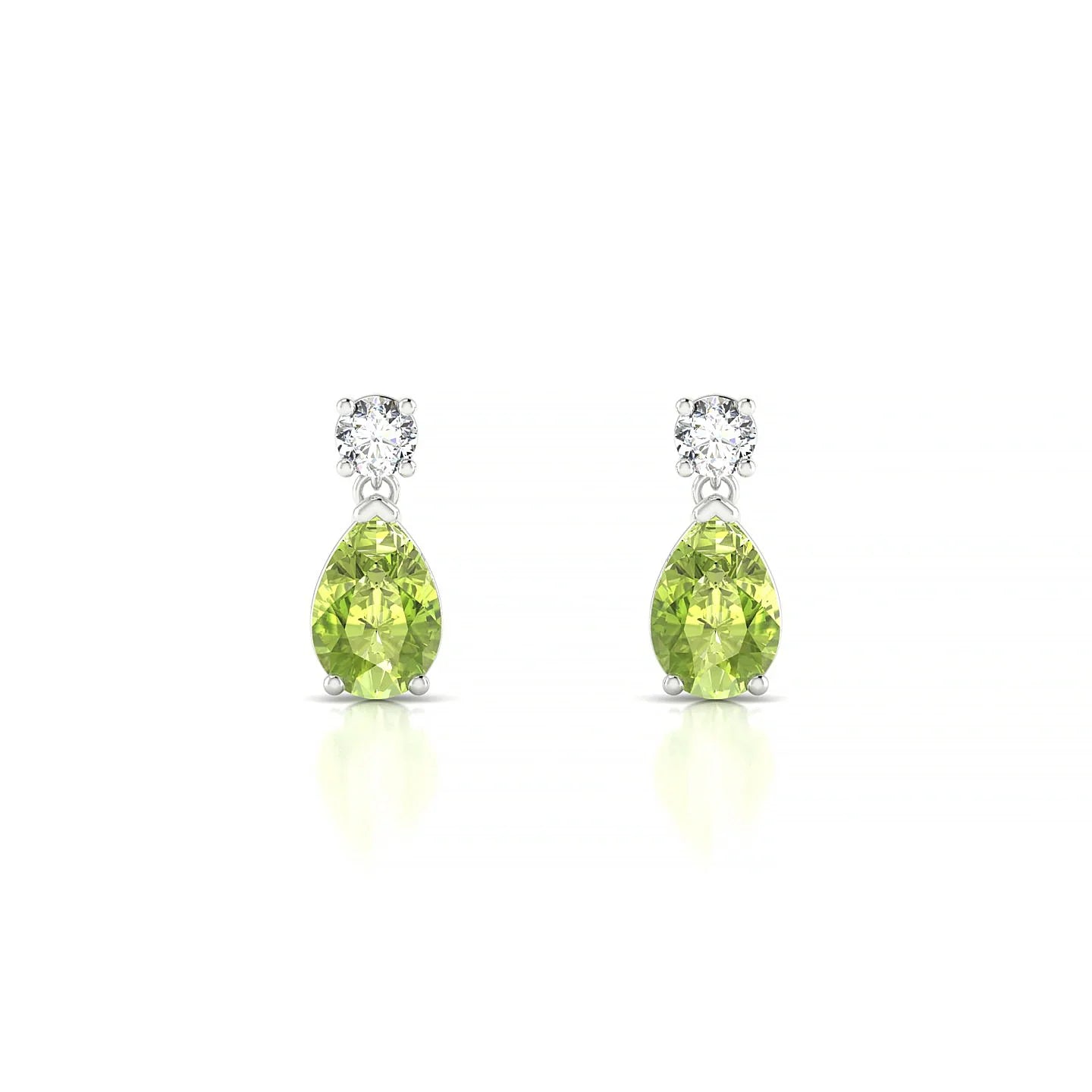 Flicker | 18k White Gold 6 x 4 mm Pear Peridot Earrings