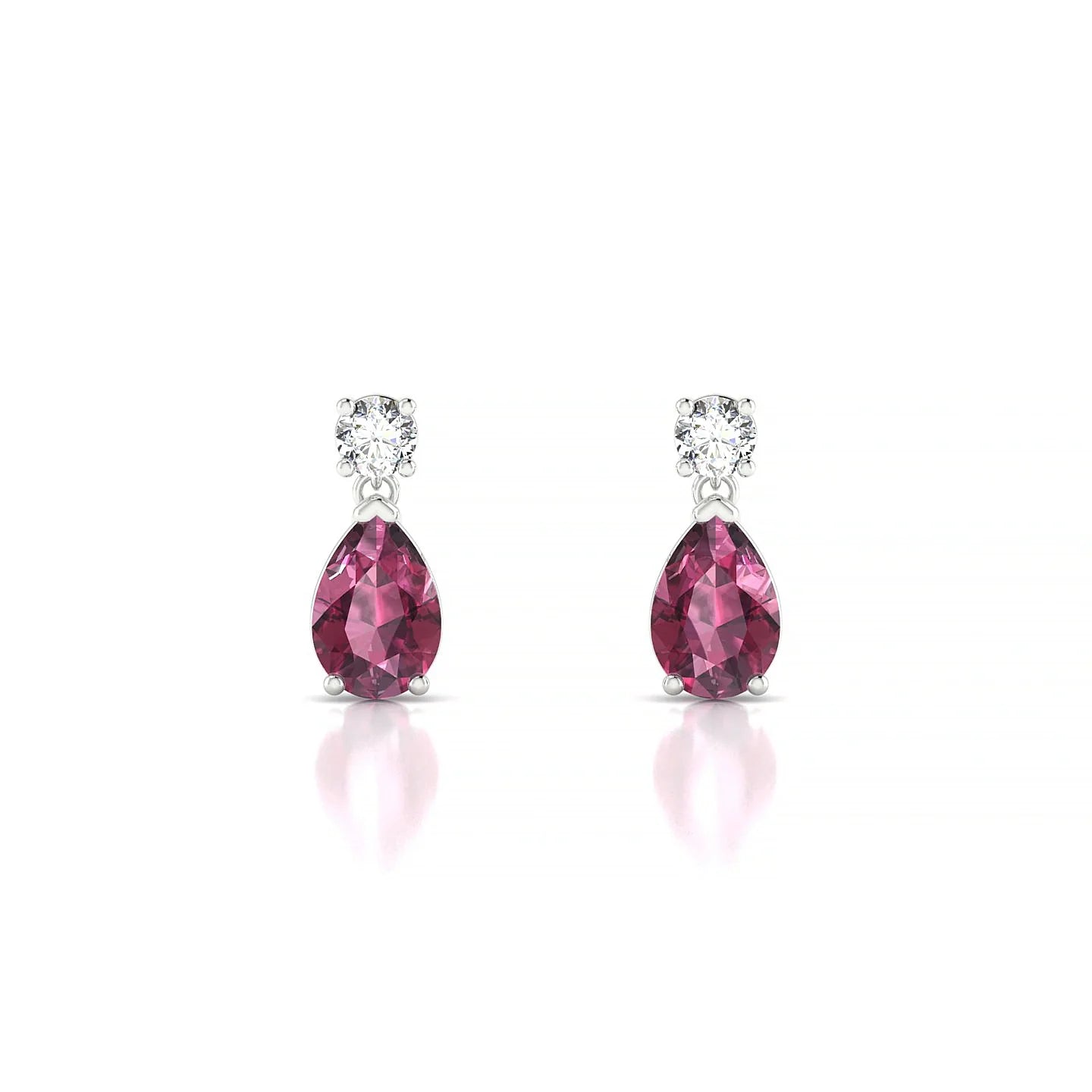 Flicker | 18k White Gold 6 x 4 mm Pear Rhodolite Earrings