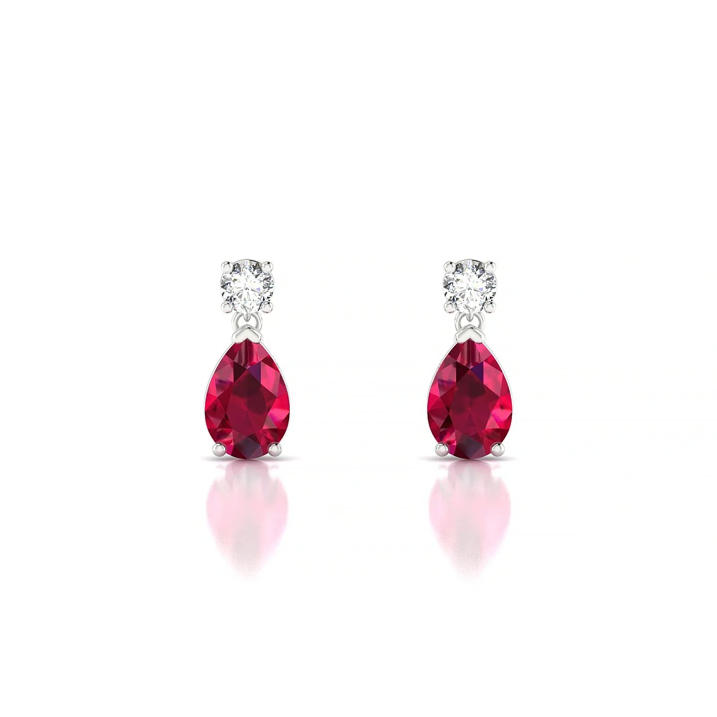 Flicker | 18k White Gold 6 x 4 mm Pear Ruby Earrings