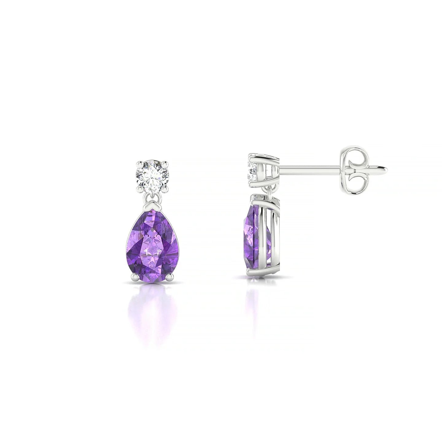 Flicker | 18k White Gold 6 x 4 mm Pear Amethyst Earrings