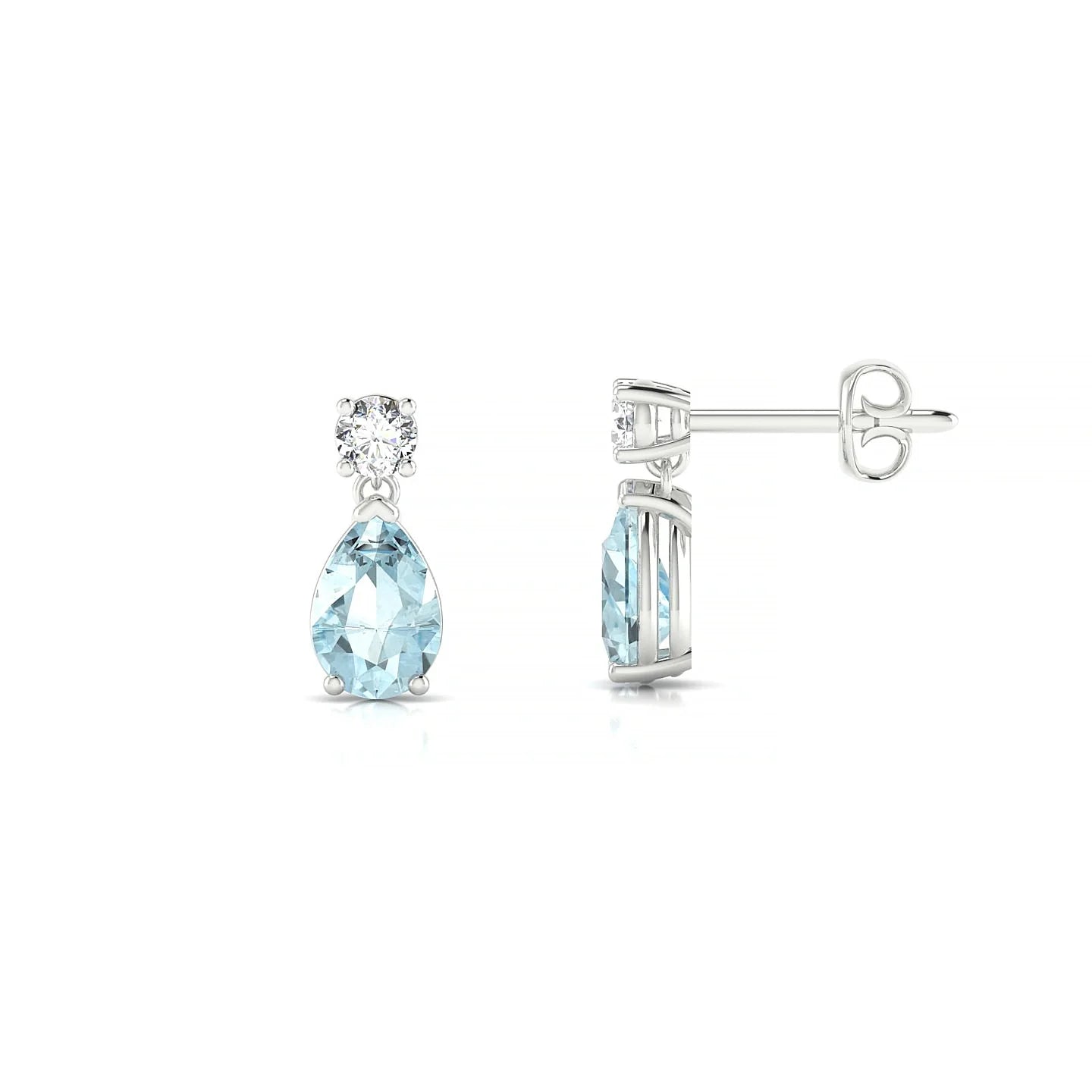 Flicker | 18k White Gold 6 x 4 mm Pear Aquamarine Earrings