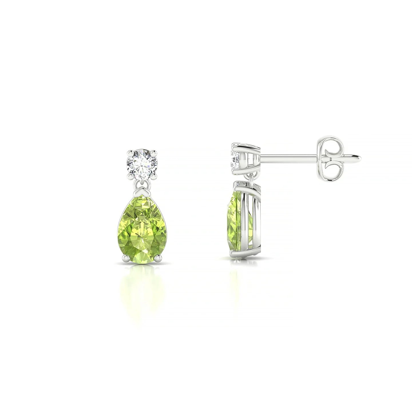 Flicker | 18k White Gold 6 x 4 mm Pear Peridot Earrings