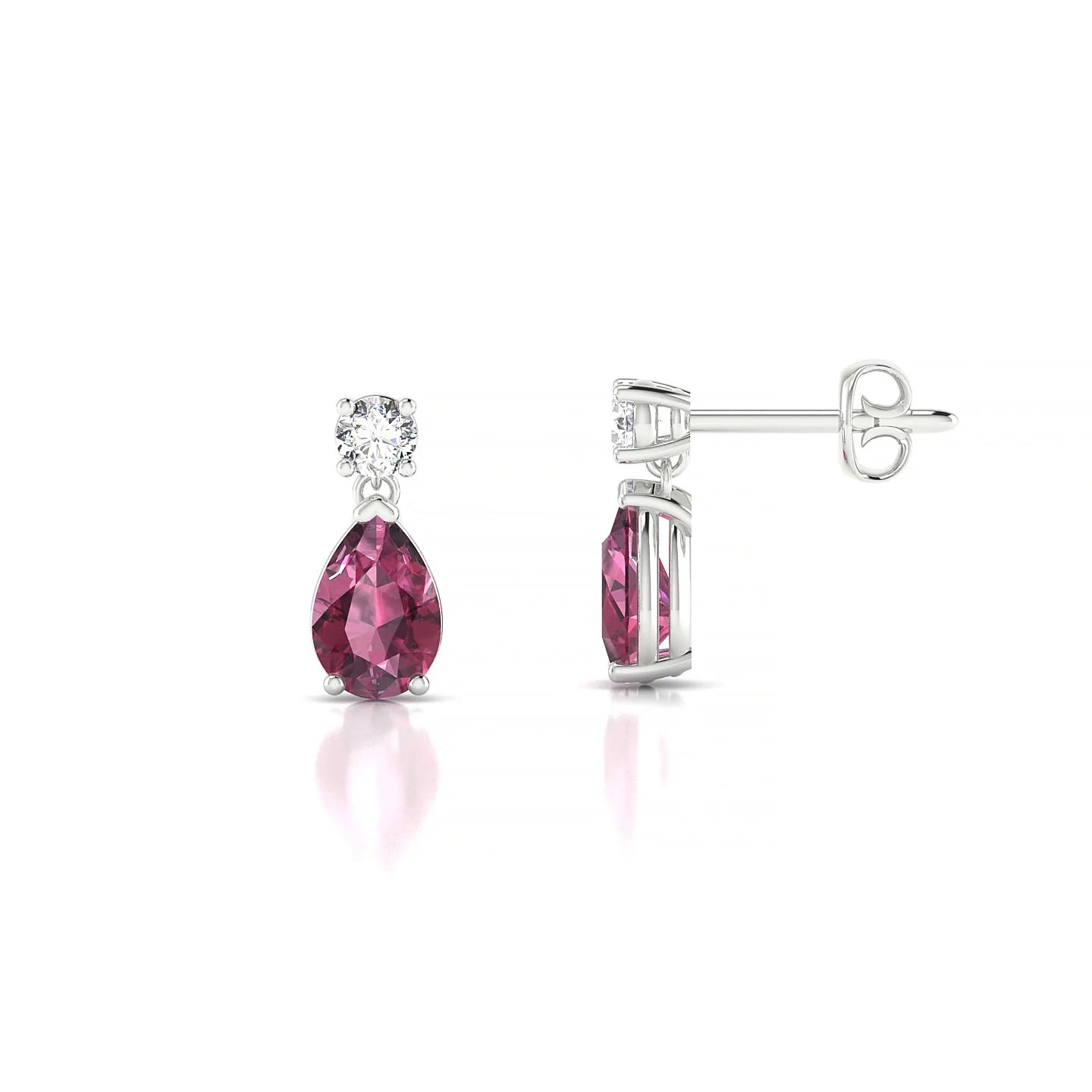 Flicker | 18k White Gold 6 x 4 mm Pear Rhodolite Earrings