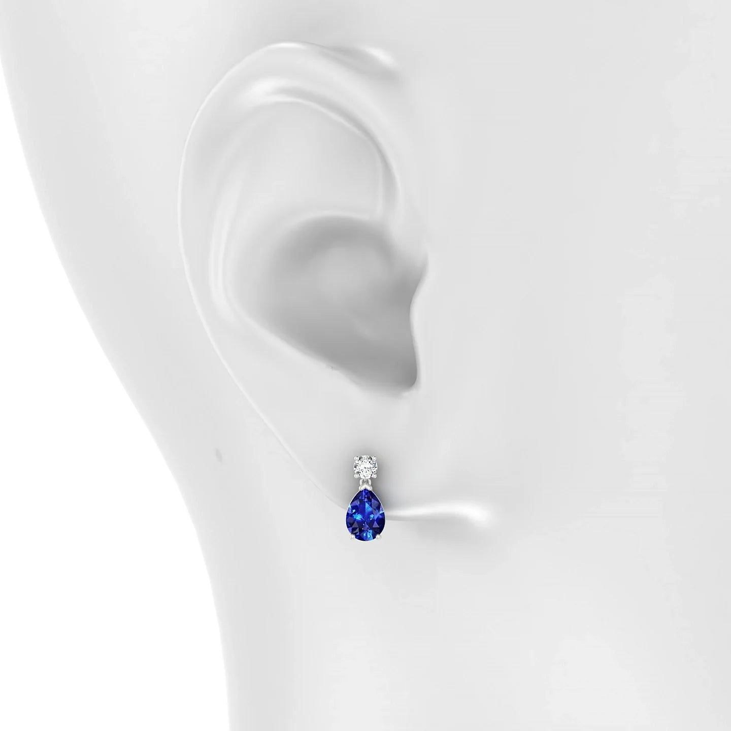 Flicker | 18k White Gold 7 x 5 mm Pear Sapphire Earrings