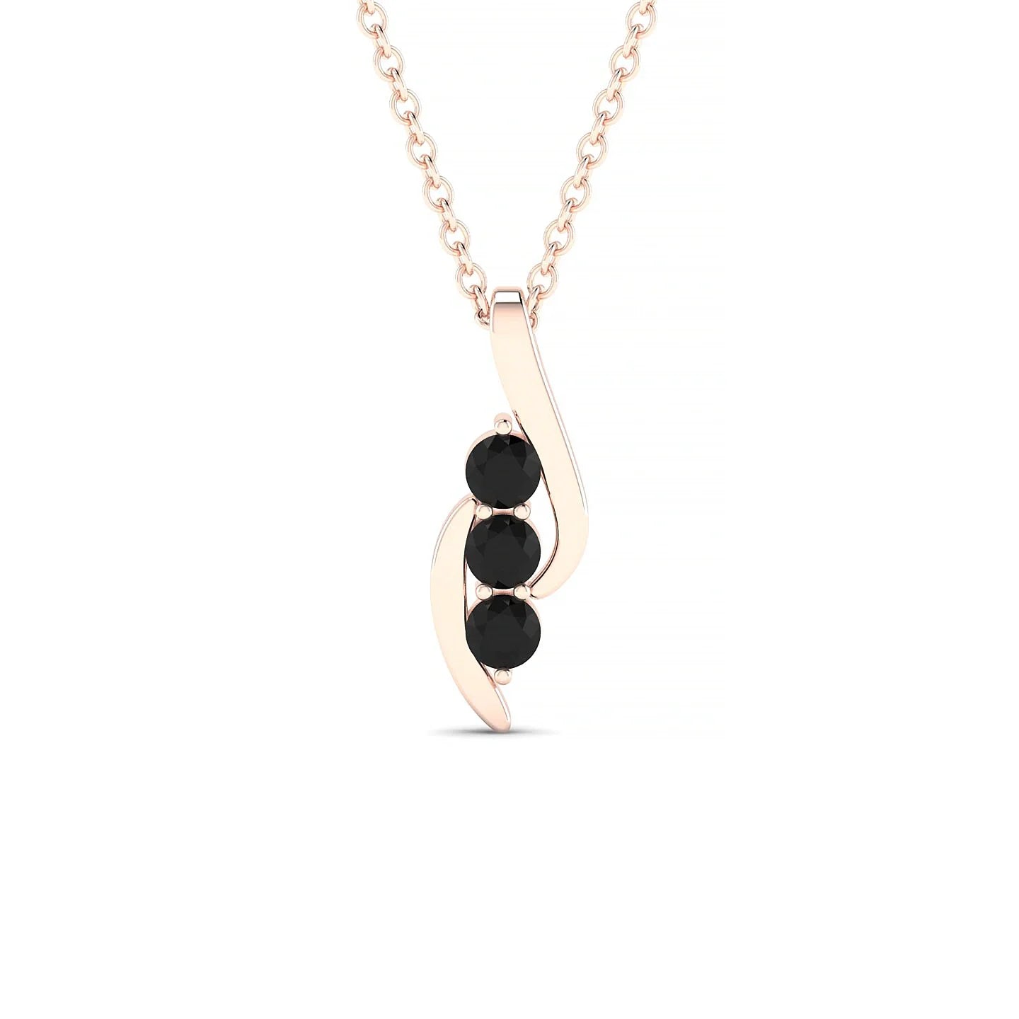 Flow | 18k Rose Gold 2.5 mm Round Black Diamond Pendant