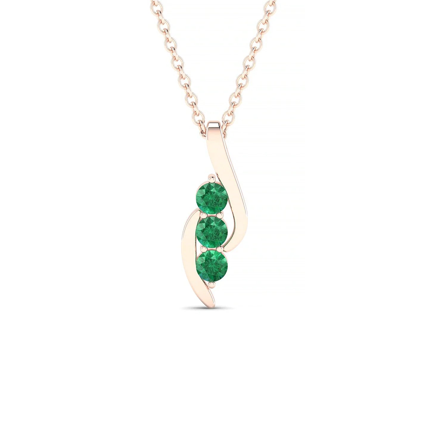 Flow | 18k Rose Gold 2.5 mm Round Emerald Pendant