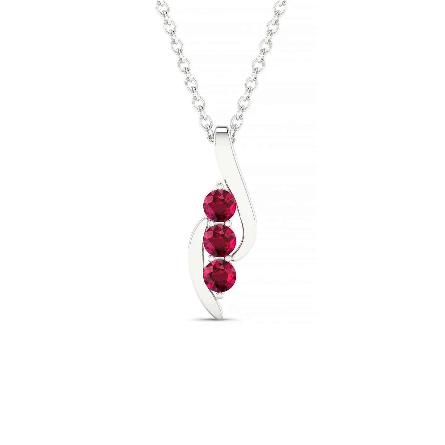 Flow | 18k White Gold 2.5 mm Round Ruby Pendant