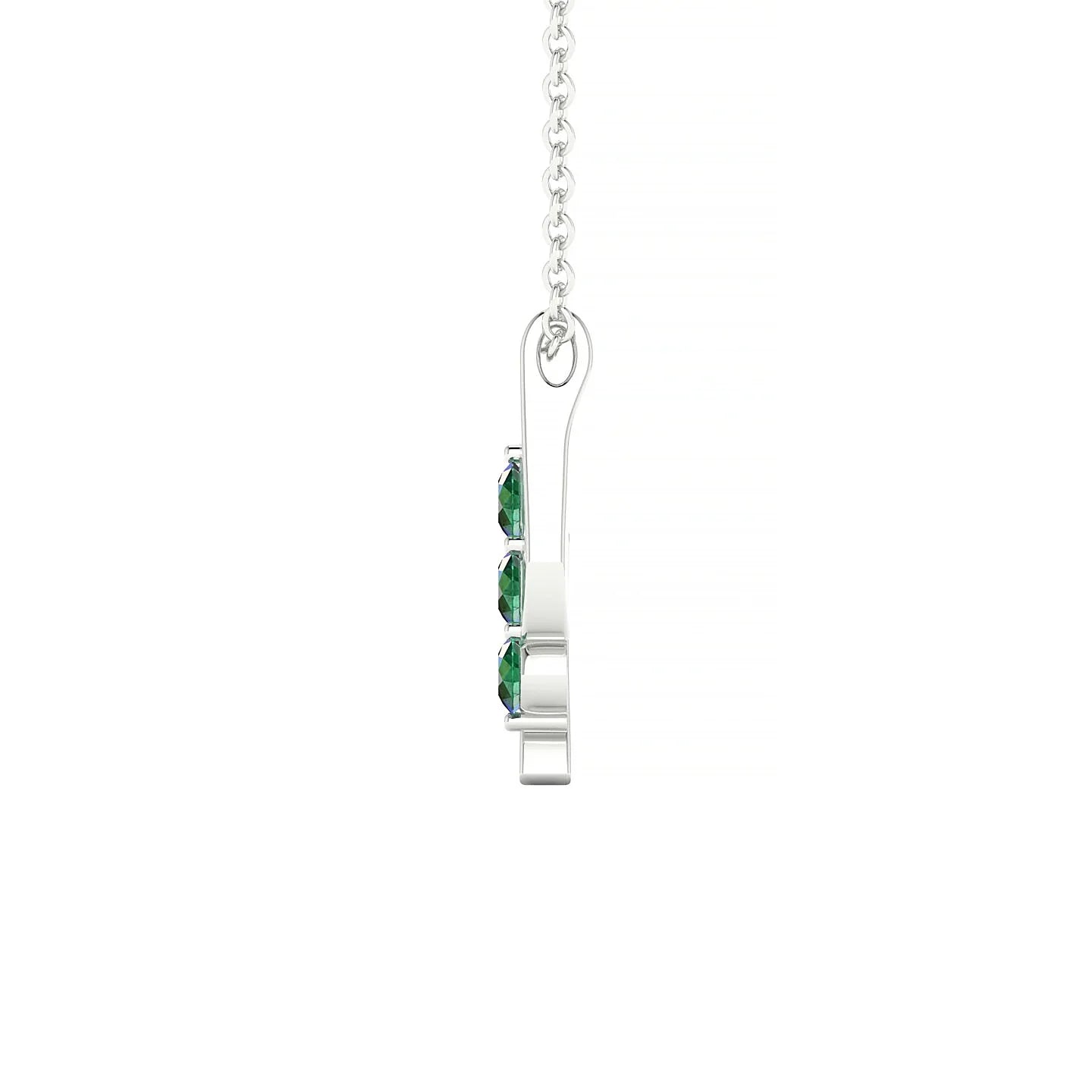 Flow | 18k White Gold 2.5 mm Round Emerald Pendant