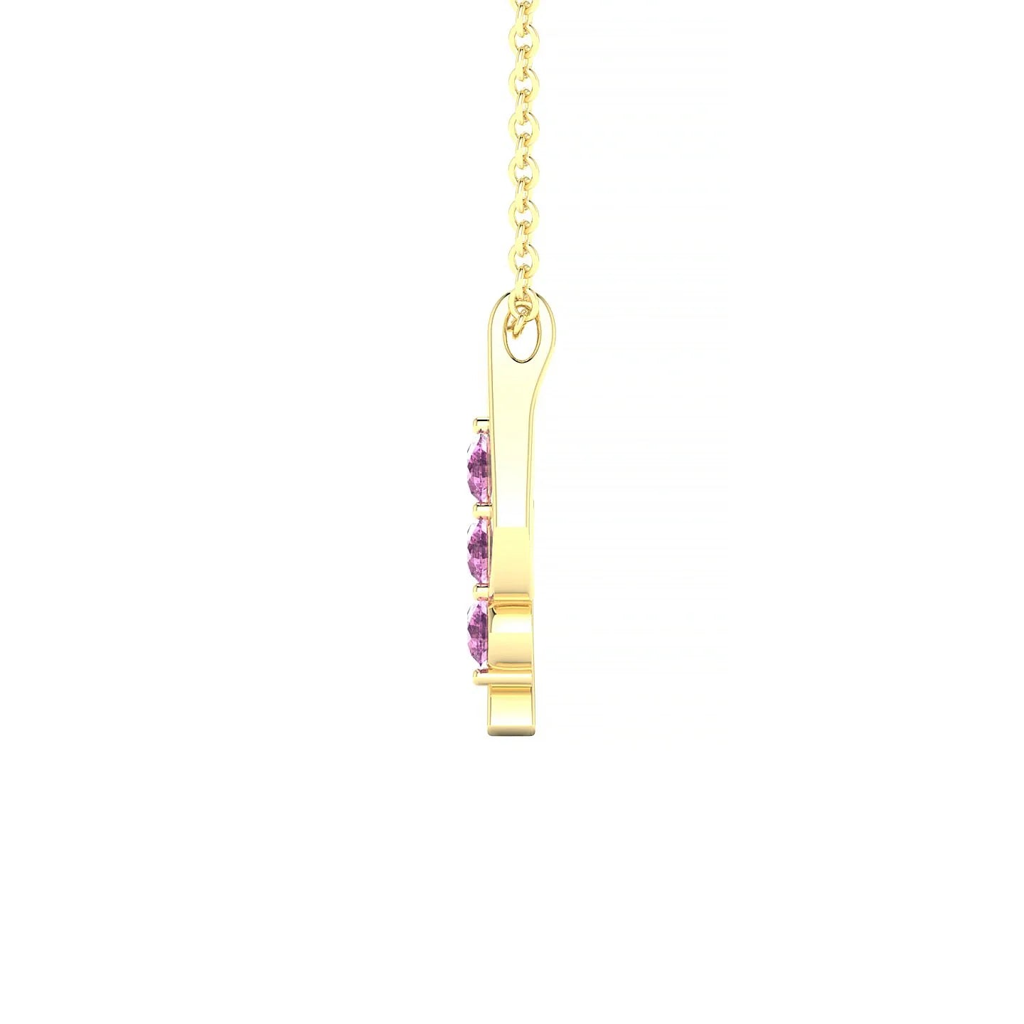 Flow | 18k Yellow Gold 2.5 mm Round Pink Sapphire Pendant