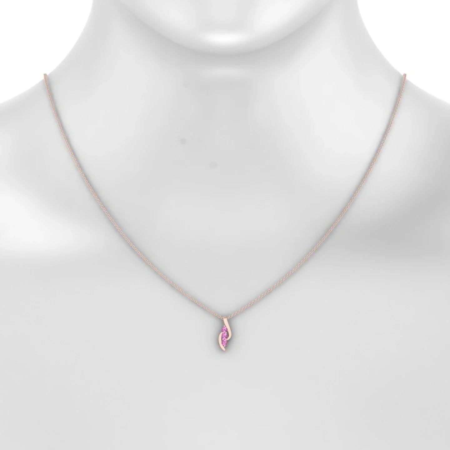Flow | 18k Rose Gold 2.5 mm Round Pink Sapphire Pendant