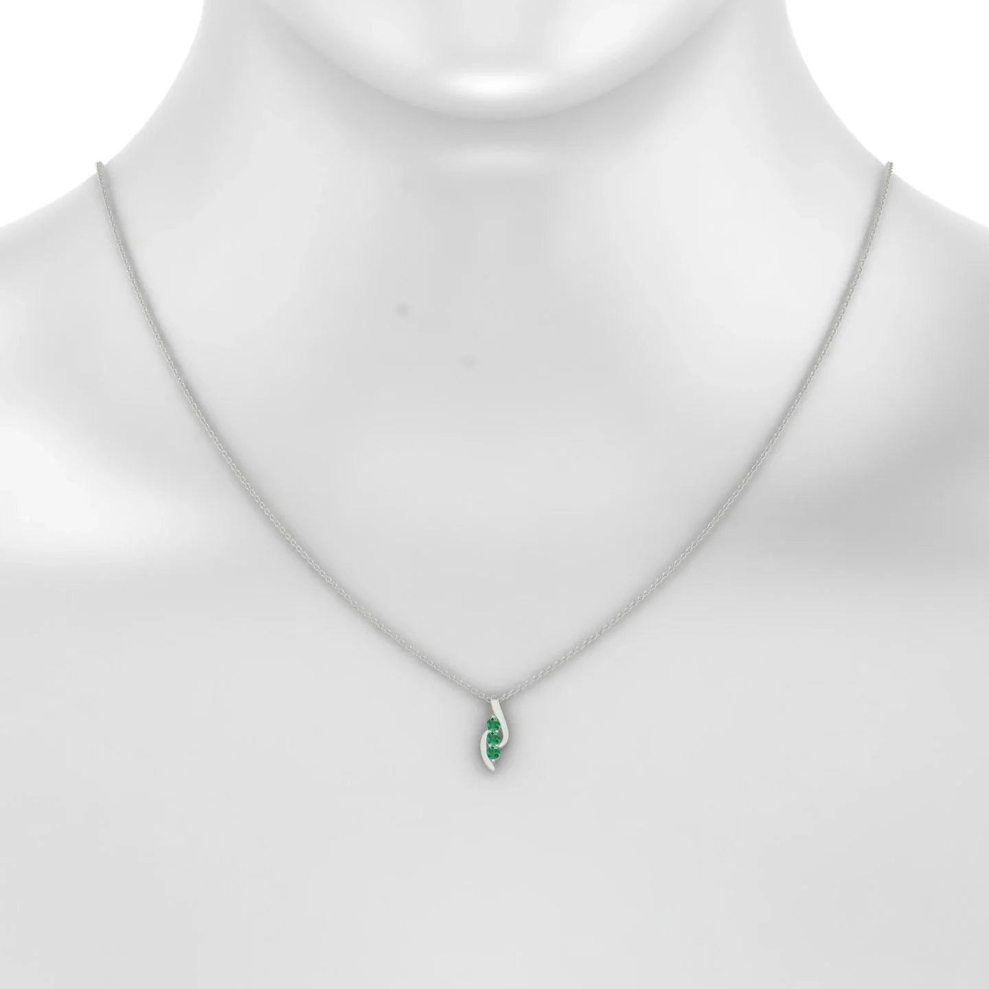 Flow | 18k White Gold 2.5 mm Round Emerald Pendant