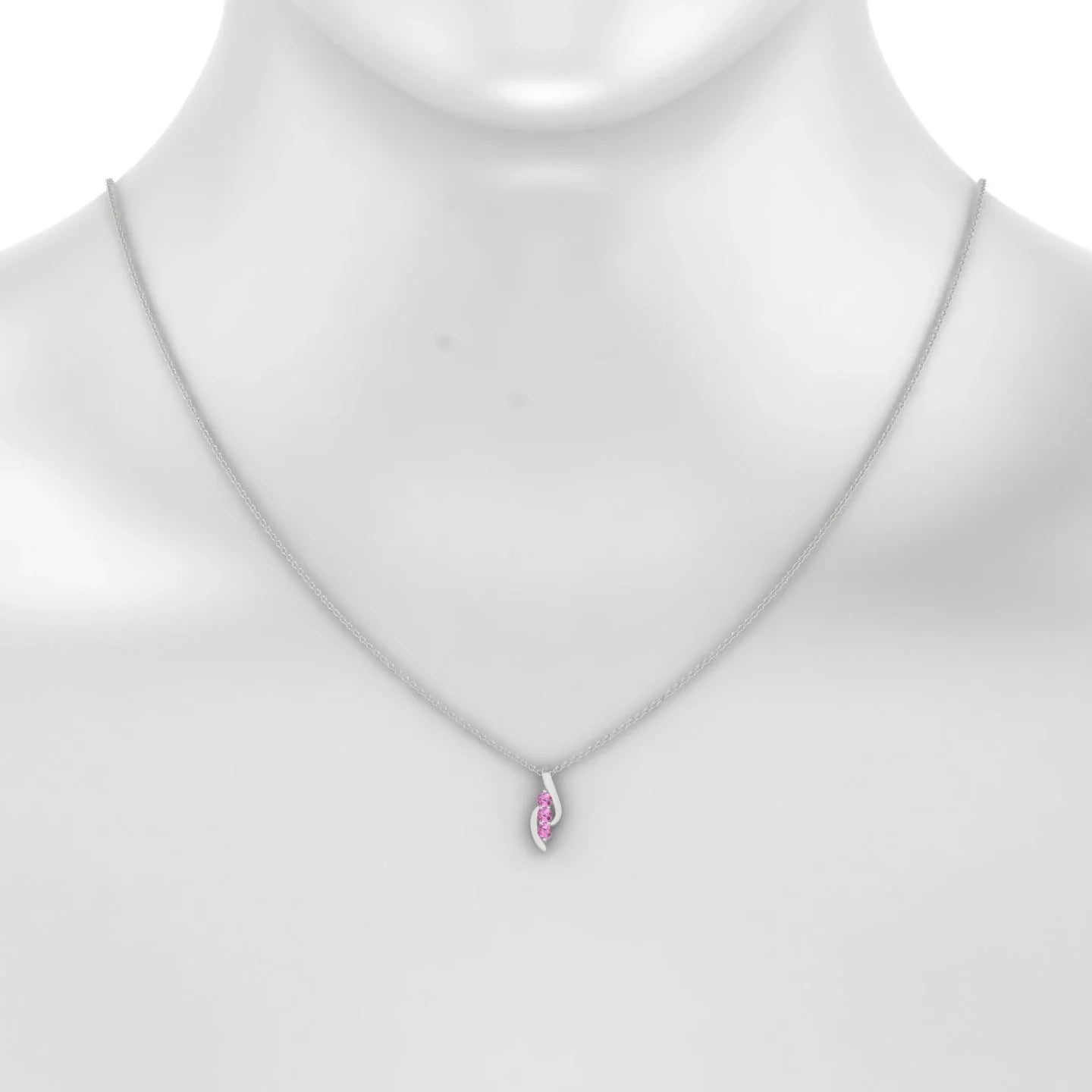 Flow | 18k White Gold 2.5 mm Round Pink Sapphire Pendant