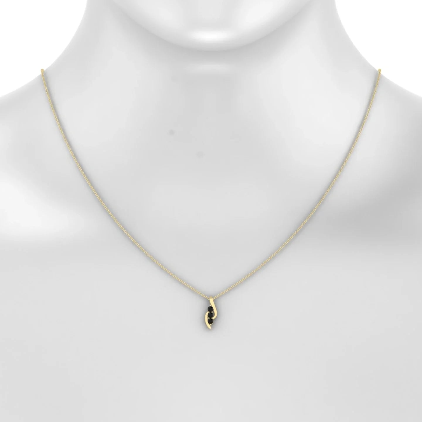 Flow | 18k Yellow Gold 2.5 mm Round Black Diamond Pendant