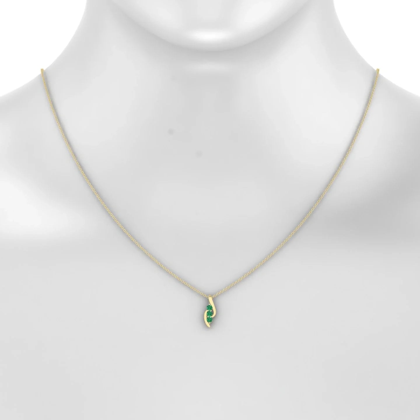 Flow | 18k Yellow Gold 2.5 mm Round Emerald Pendant