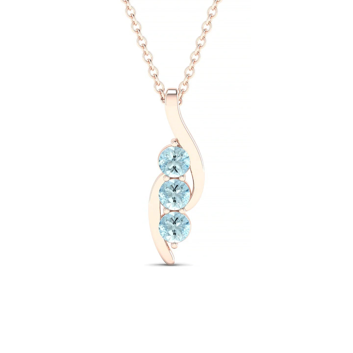 Flow | 18k Rose Gold 3 mm Round Aquamarine Pendant
