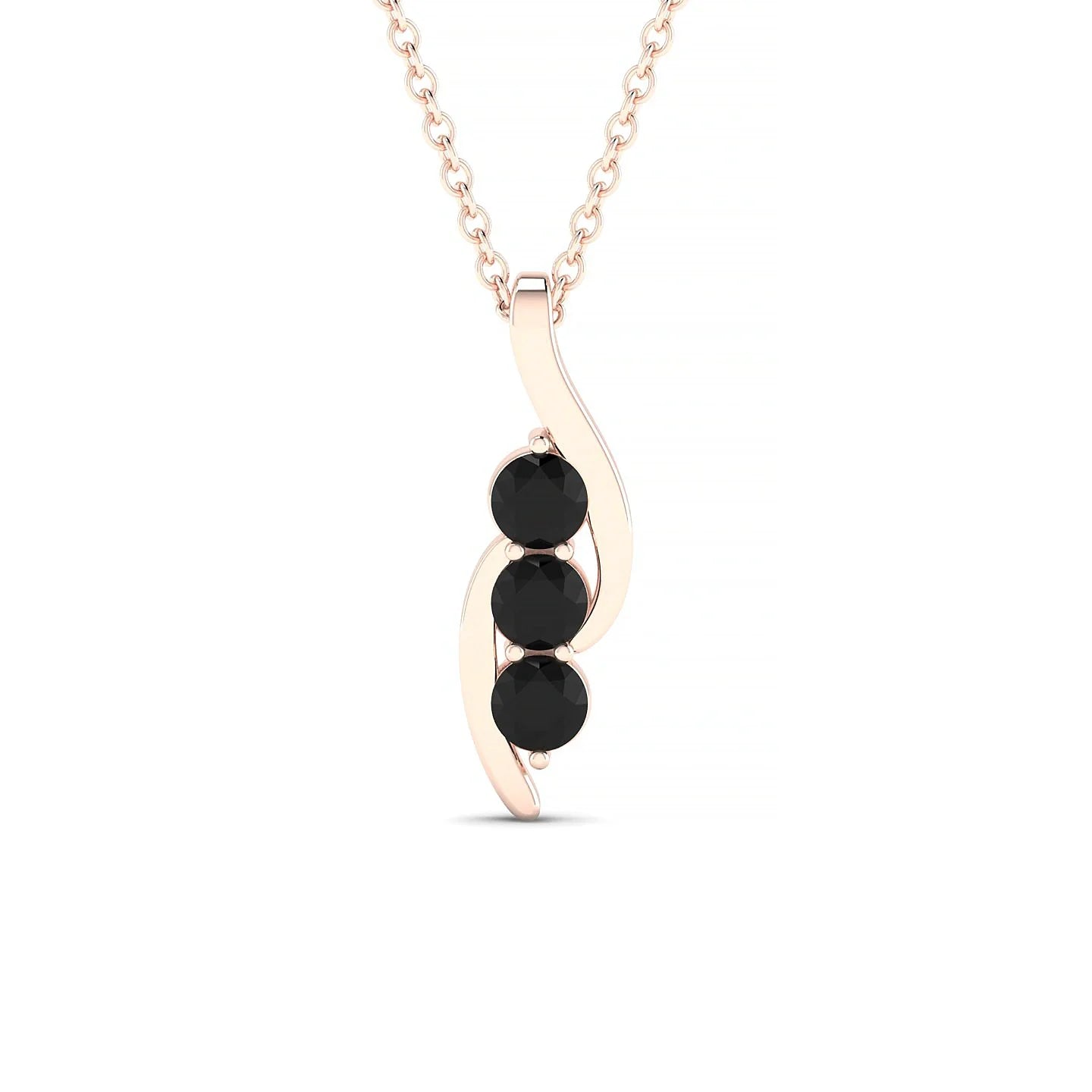 Flow | 18k Rose Gold 3 mm Round Black Diamond Pendant