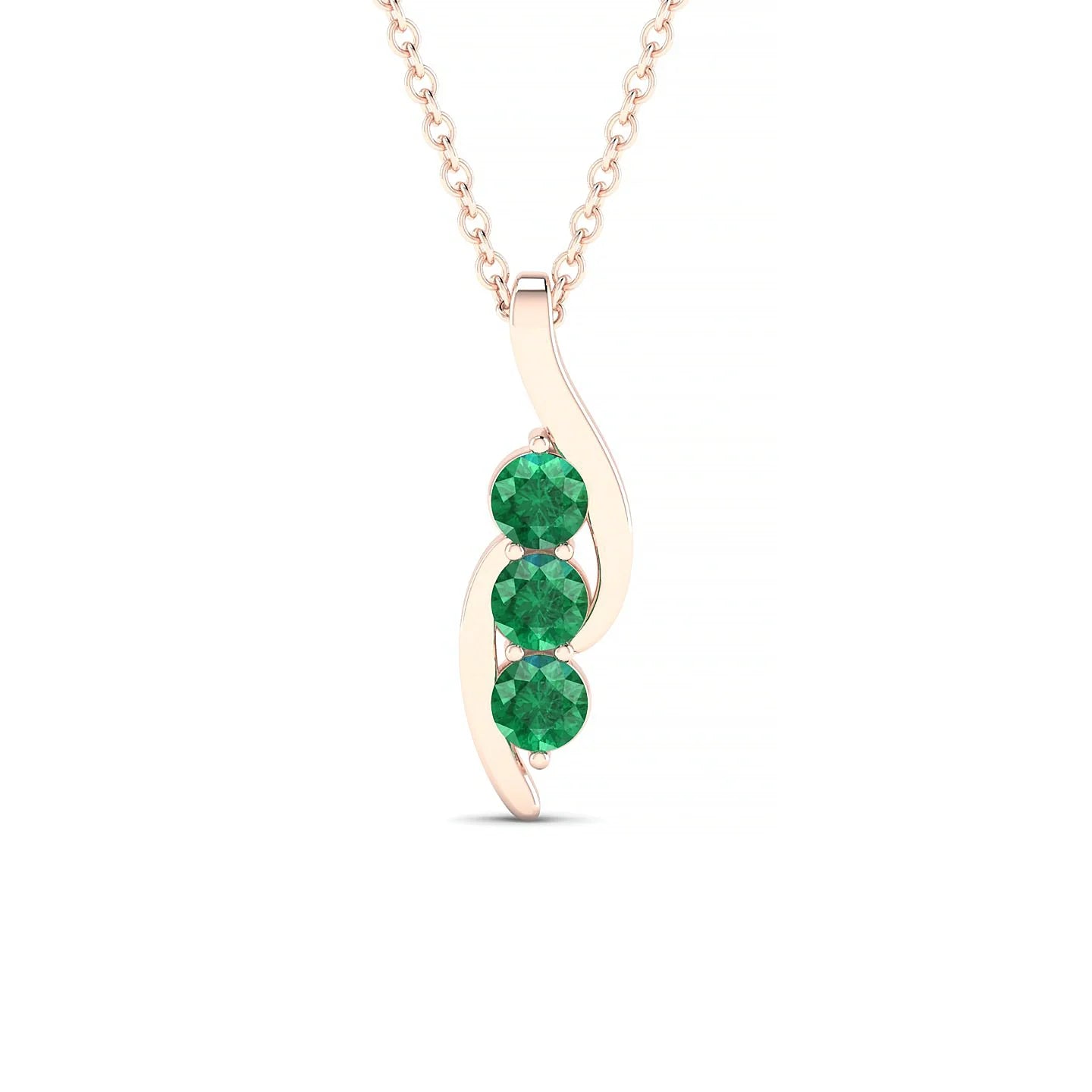 Flow | 18k Rose Gold 3 mm Round Emerald Pendant