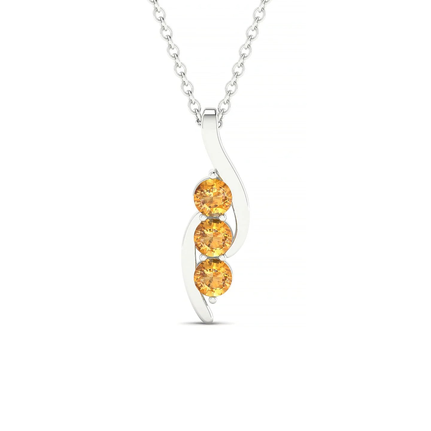 Flow | 18k White Gold 3 mm Round Citrine Pendant