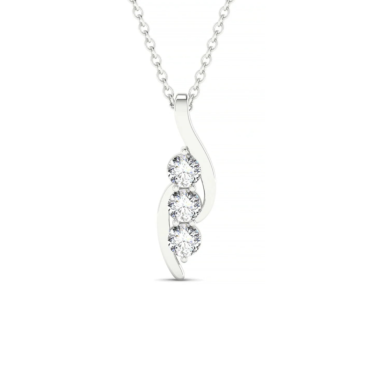 Flow | 18k White Gold 3 mm Round Diamond Pendant