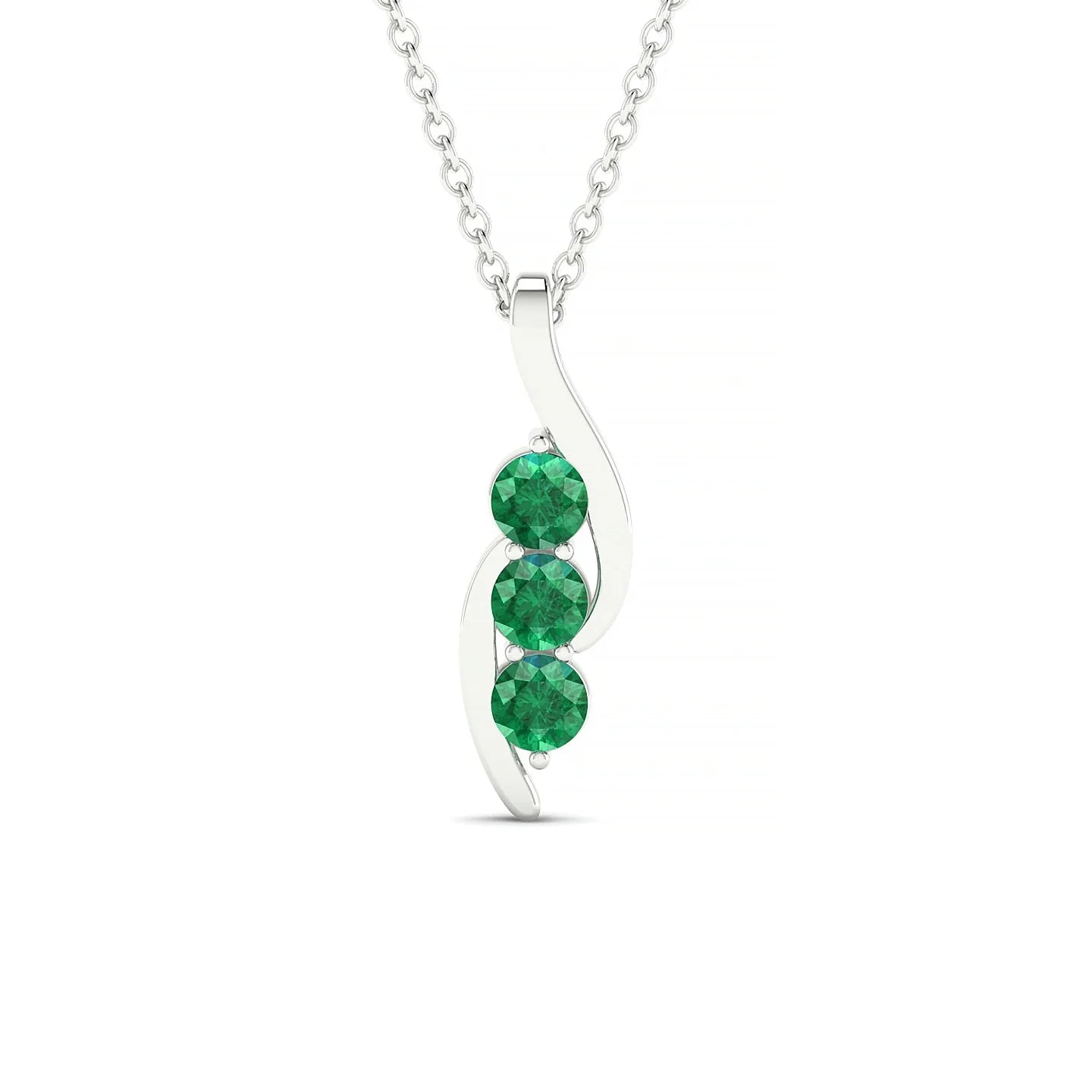 Flow | 18k White Gold 3 mm Round Emerald Pendant