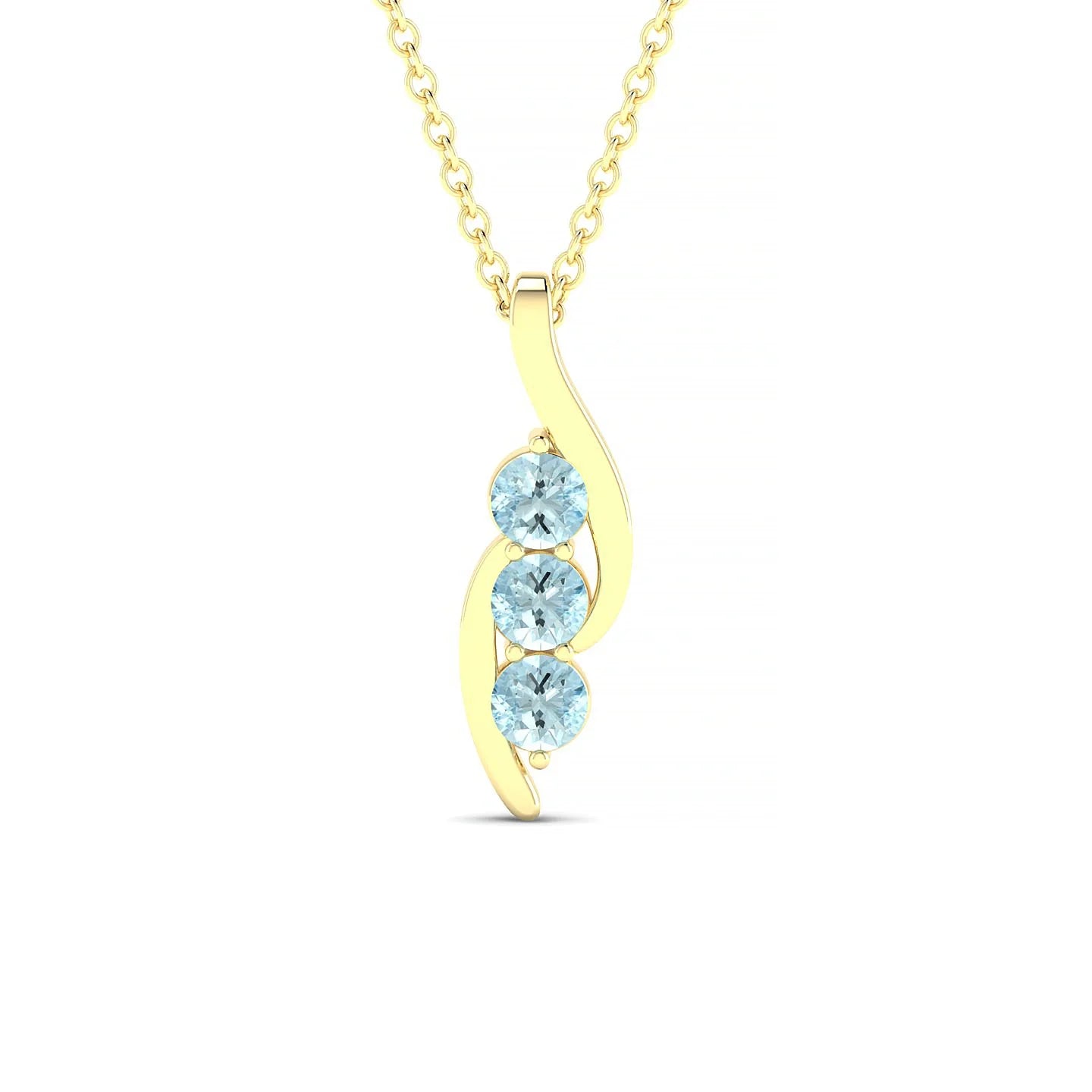 Flow | 18k Yellow Gold 3 mm Round Aquamarine Pendant
