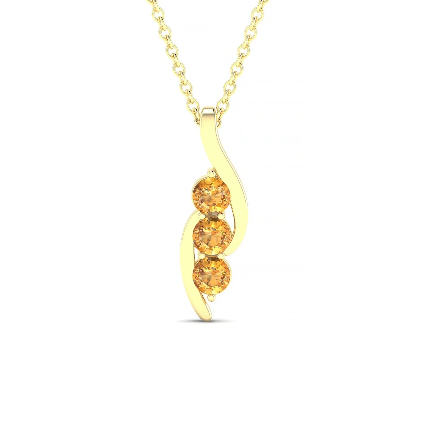 Flow | 18k Yellow Gold 3 mm Round Citrine Pendant