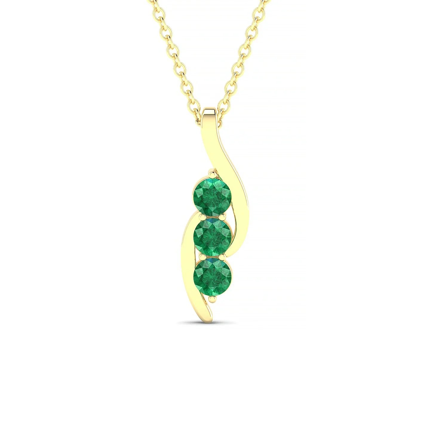 Flow | 18k Yellow Gold 3 mm Round Emerald Pendant