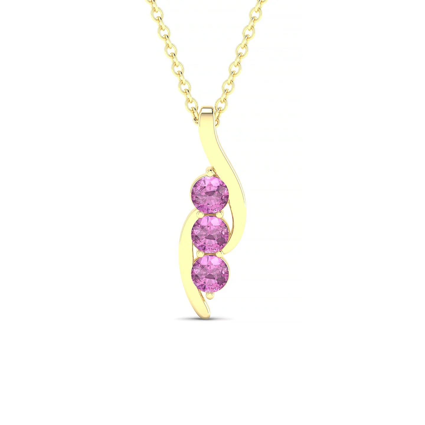 Flow | 18k Yellow Gold 3 mm Round Pink Sapphire Pendant