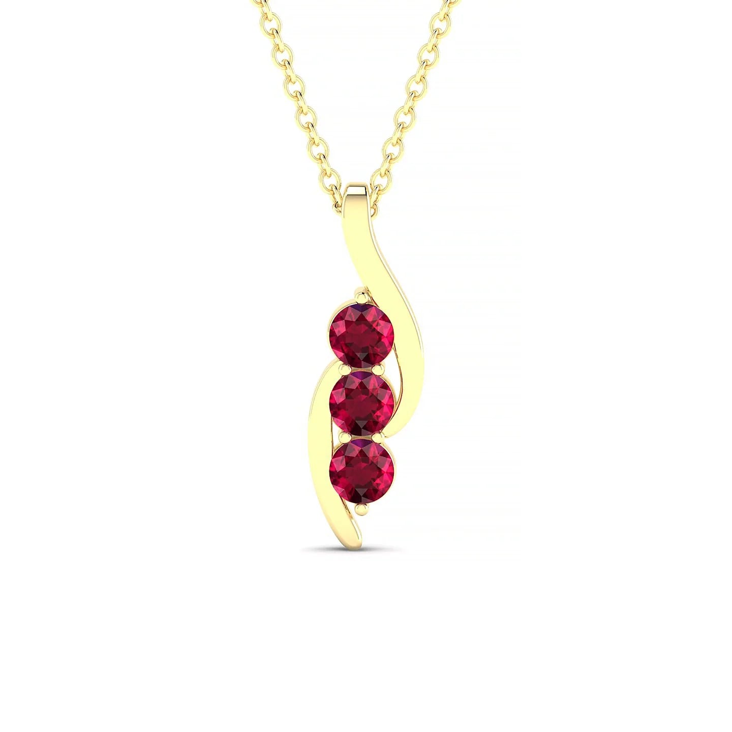 Flow | 18k Yellow Gold 3 mm Round Ruby Pendant
