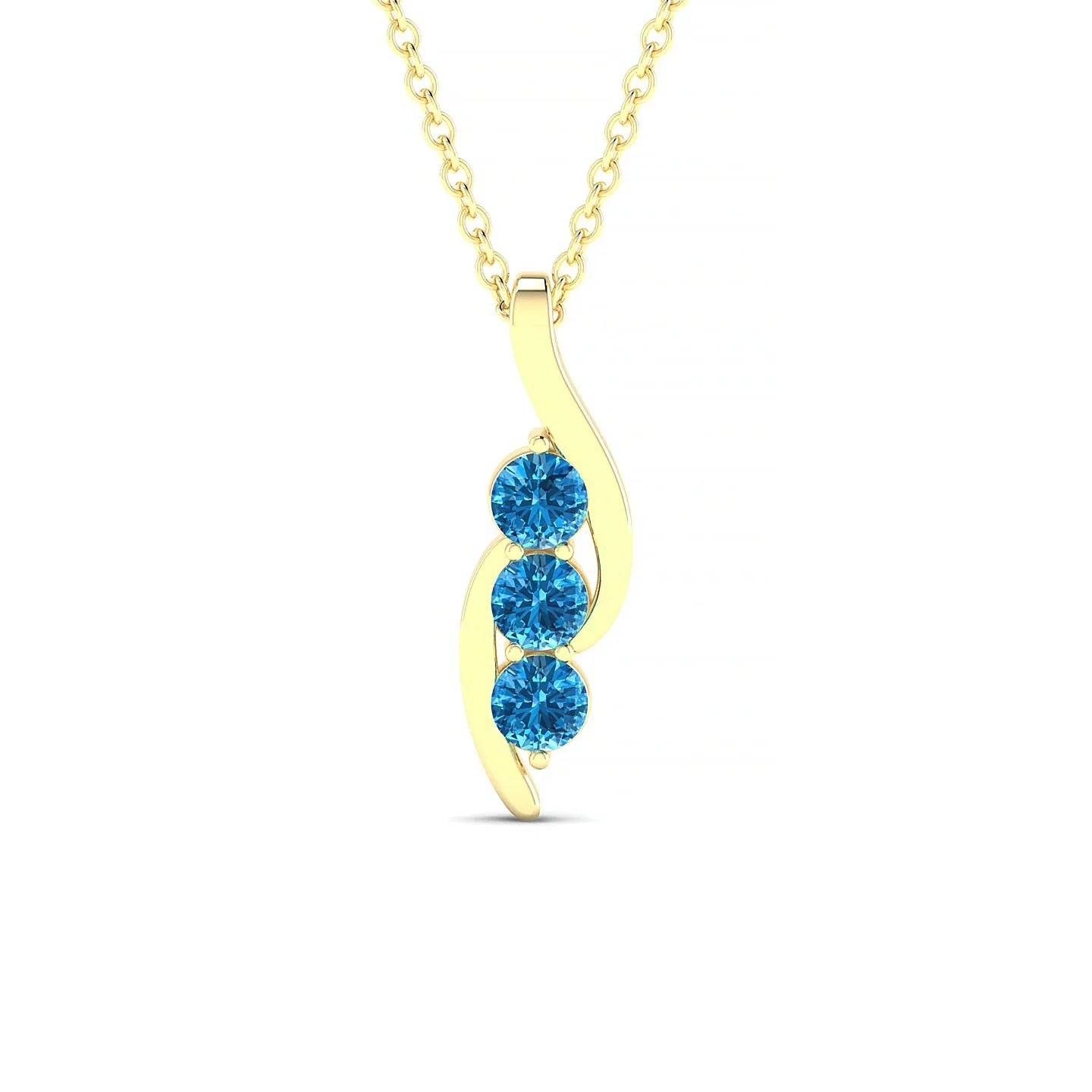 Flow | 18k Yellow Gold 3 mm Round Topaz Pendant