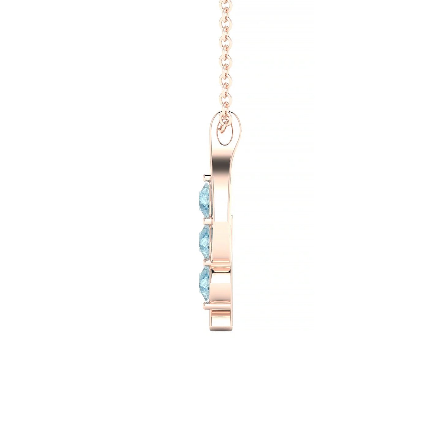 Flow | 18k Rose Gold 3 mm Round Aquamarine Pendant