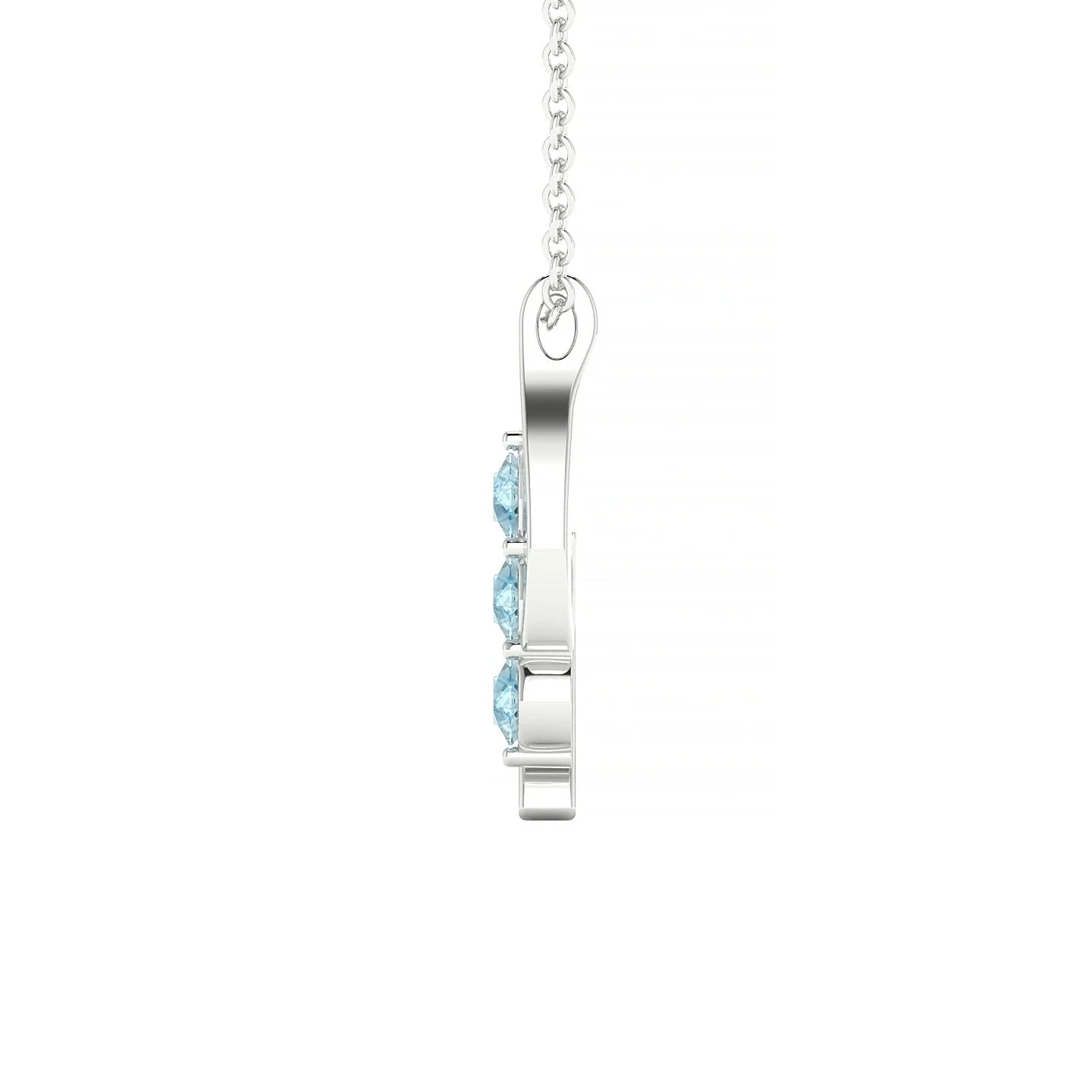 Flow | 18k White Gold 3 mm Round Aquamarine Pendant